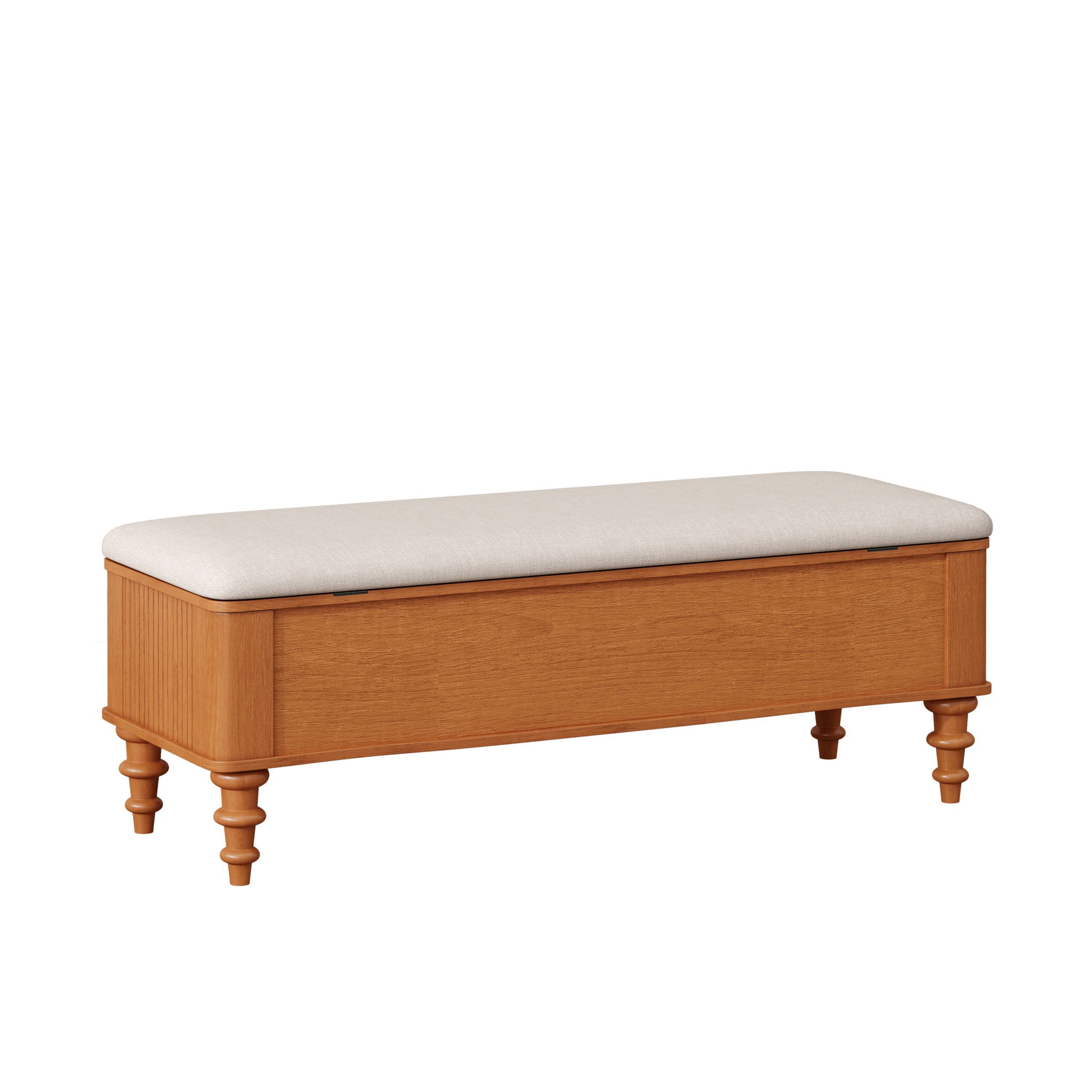 Storage Ottoman Bench For Living Room - Natural