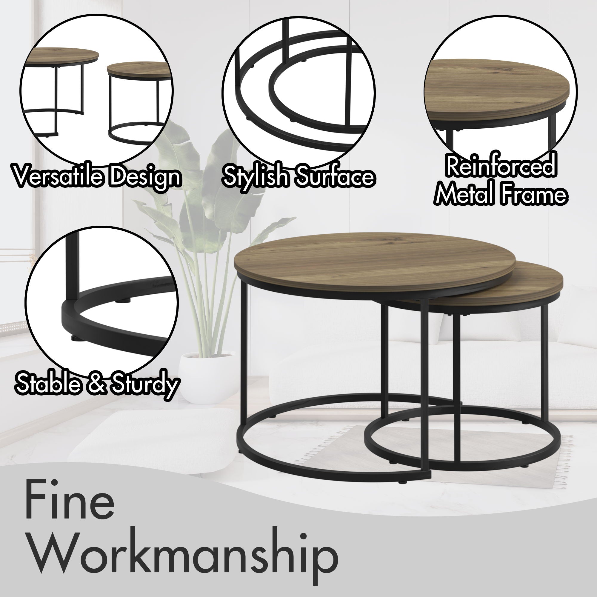 Round Nesting Coffee Table (Set of 2)