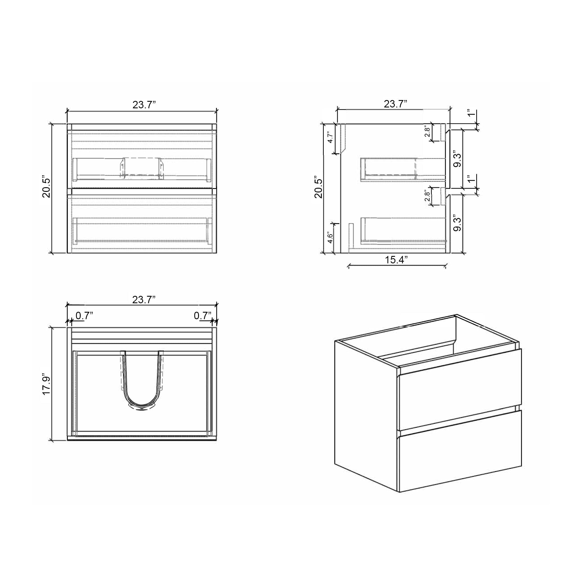 Alice - Bathroom Vanity With Sink, Wall Mounted, Floating