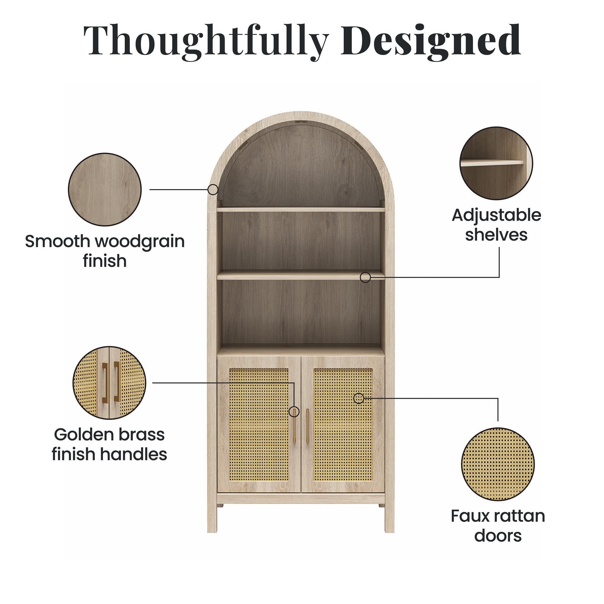 Anaya - Arched Storage Cabinet - Light Oak
