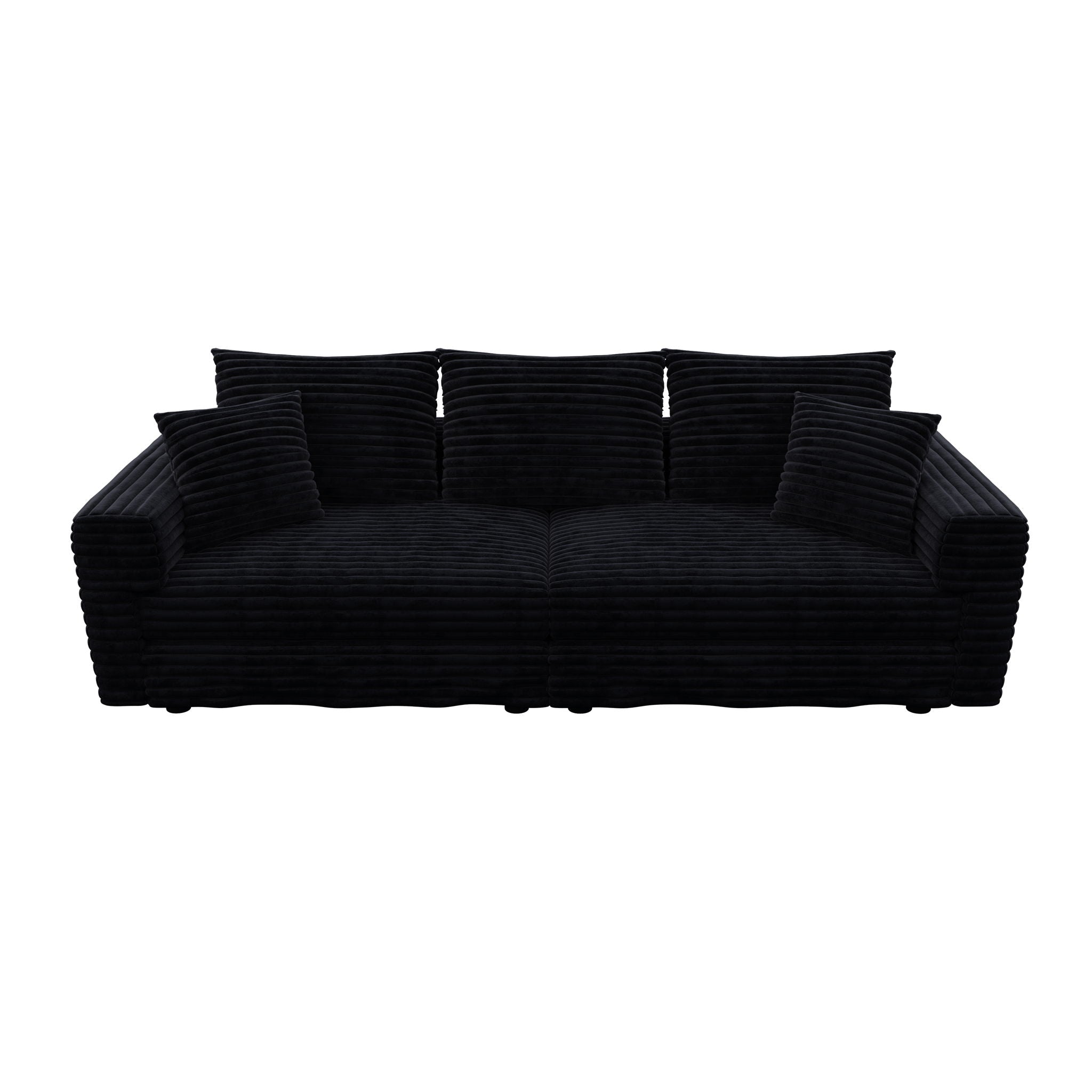 Deep Seat Convertible Sofa With Soft Pillows And Ottomans