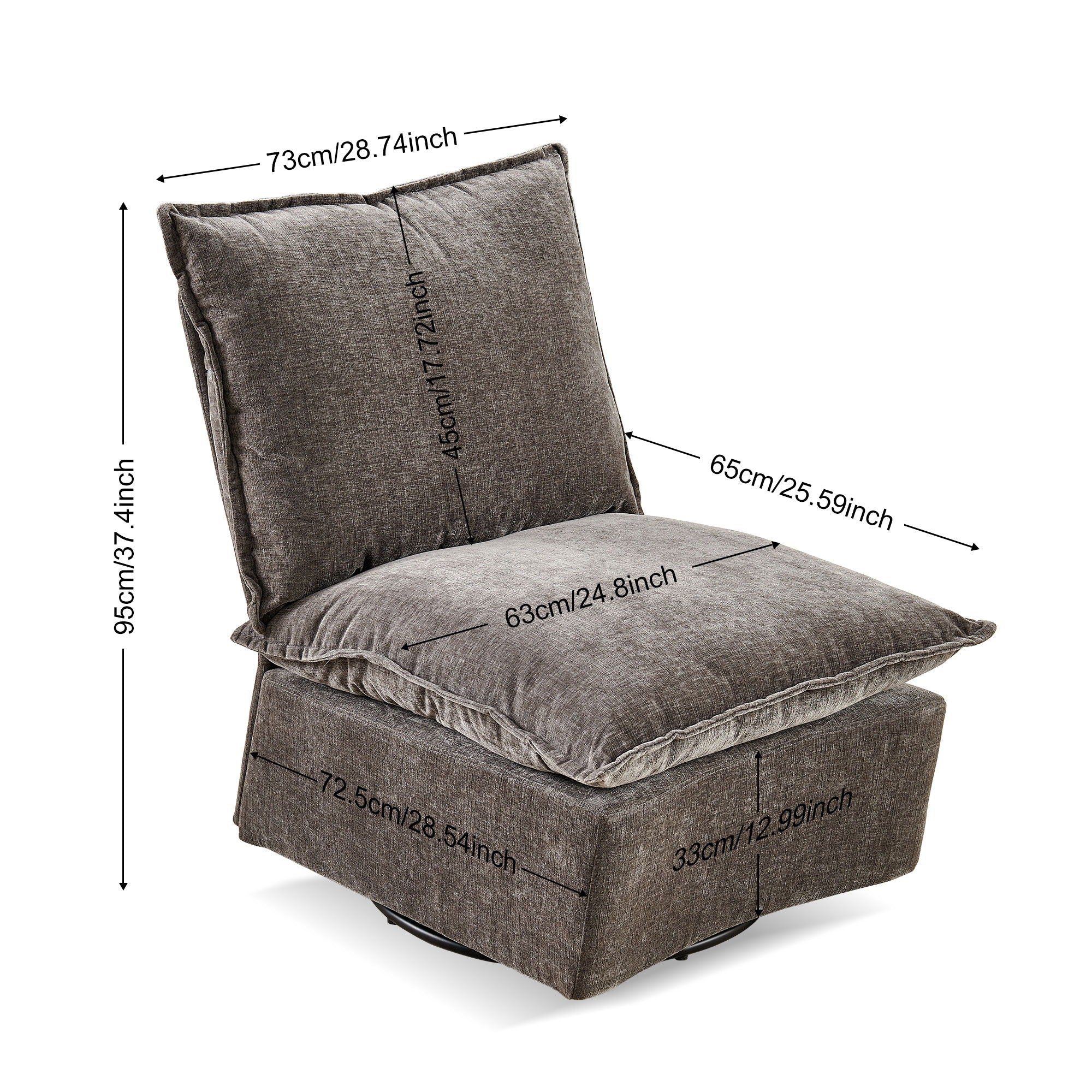 Detachable Single 360 Swivel Rocking Rocker, 360 Swivel Sofa Chair & Single Sofa Lounge, Comfortable Seating For Living Room & Bedroom Sofa 1 Piece