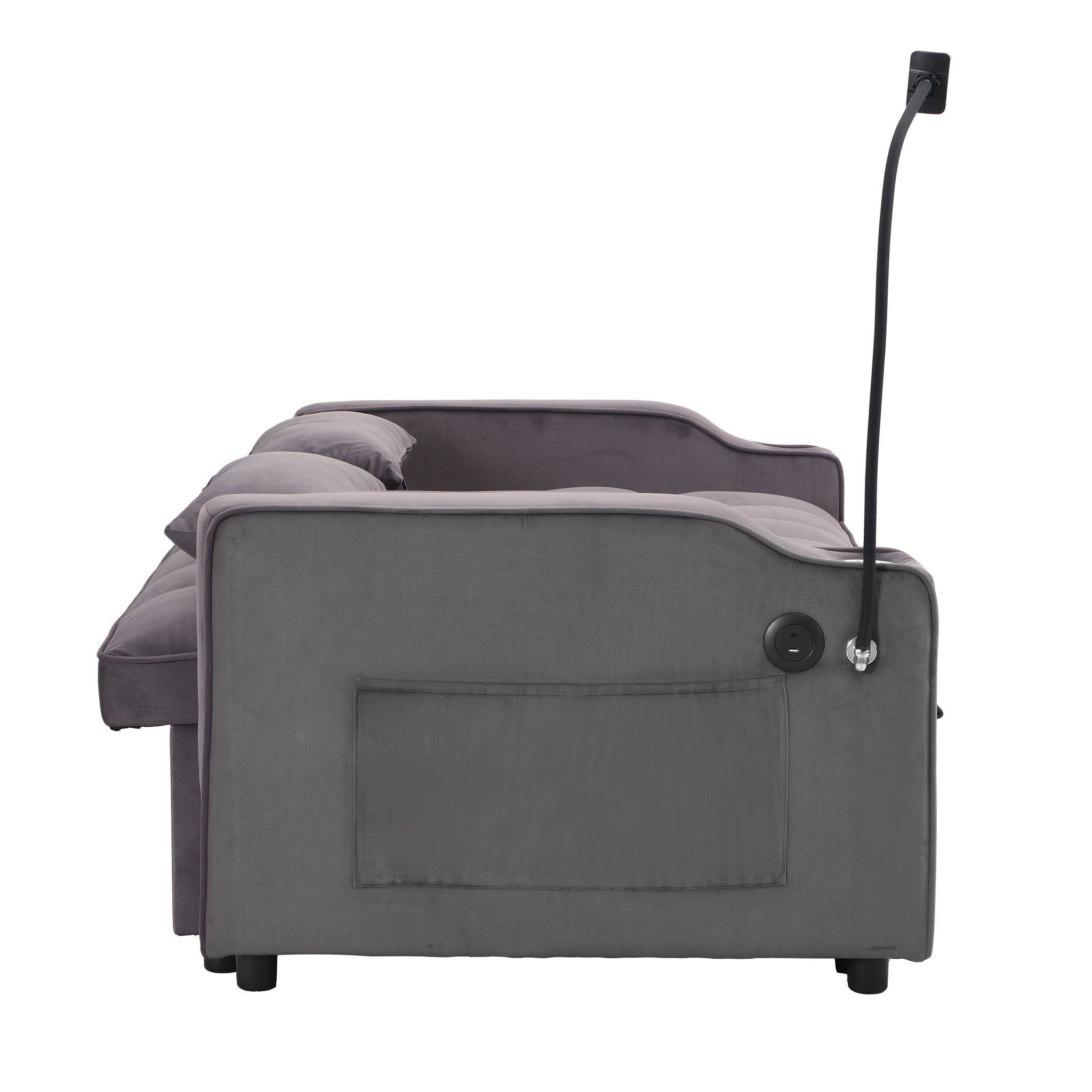 Sofa Bed With Trundle For Small Rooms - Dark Gray