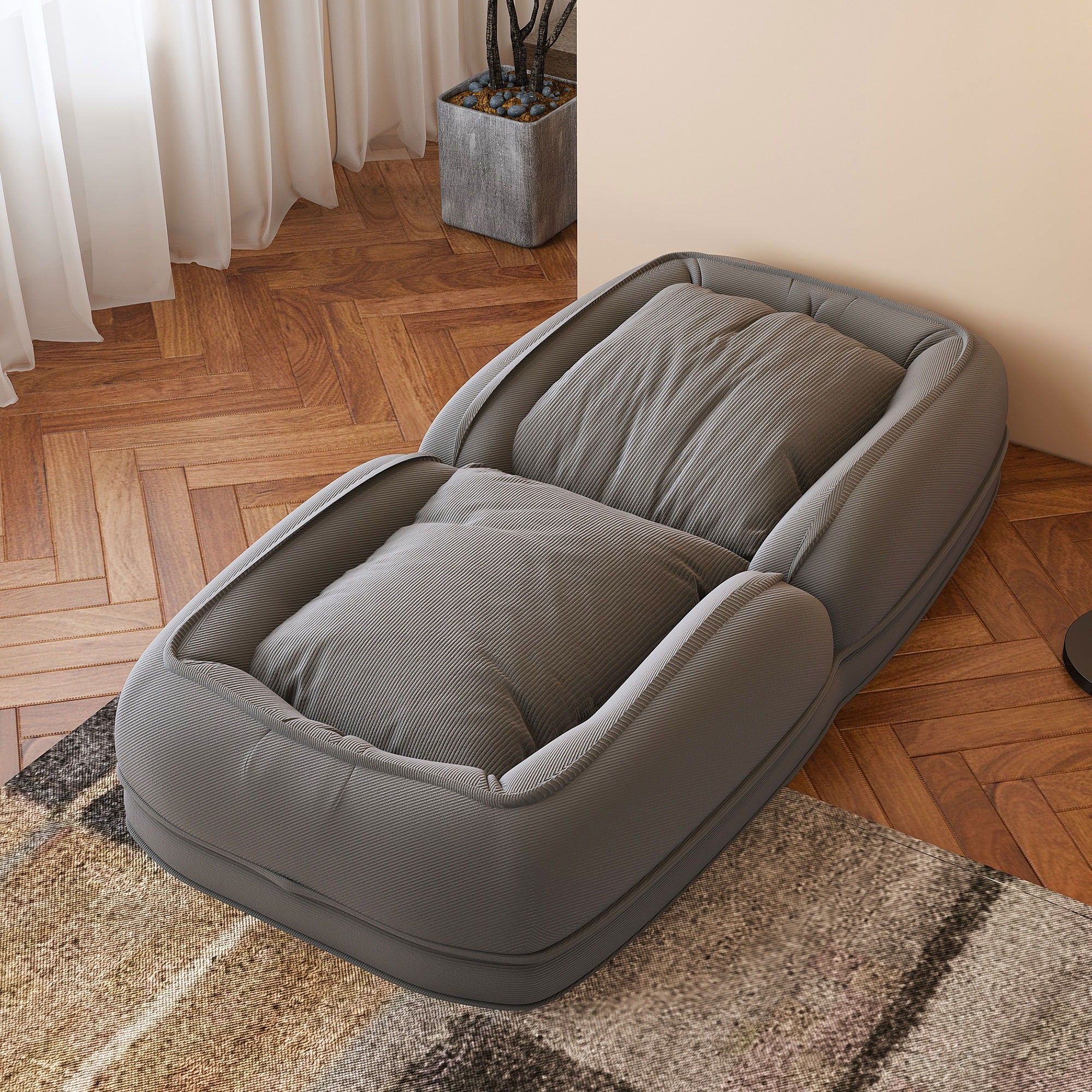 Upholstered Foldable Lazy Sofa Bed For Adults And Pets