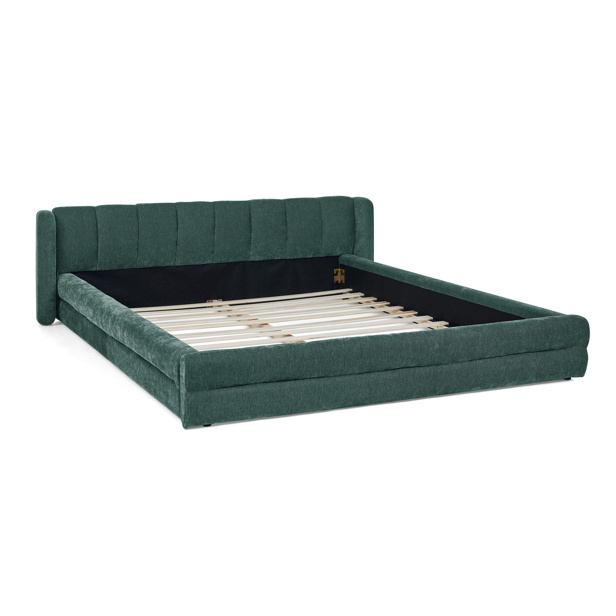 Modern Upholstered Bed Frame With Thick Fabric And Headboard