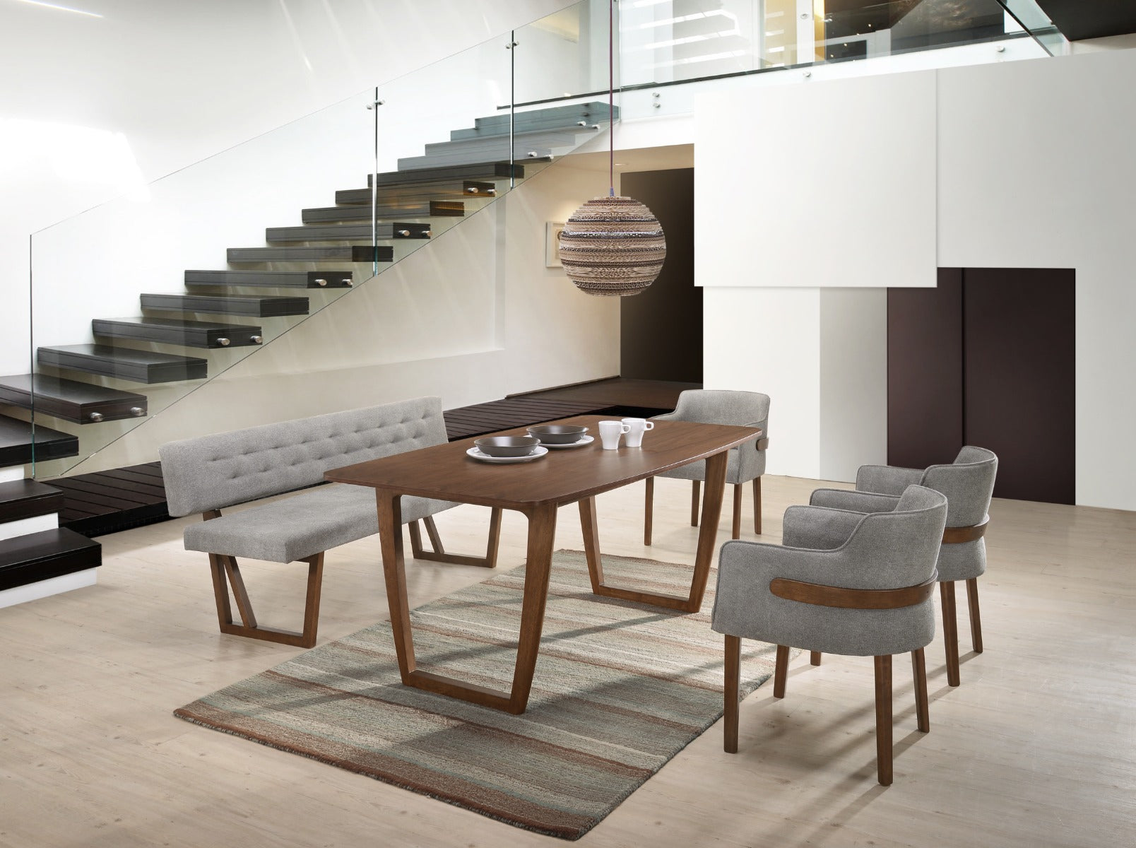 Modrest Jordan Modern Grey & Walnut Dining Chair (Set of 2)
