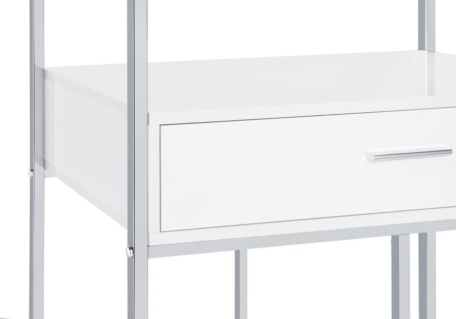 Figueroa - 5-Shelf Wine Storage Bar Cabinet - White High Gloss