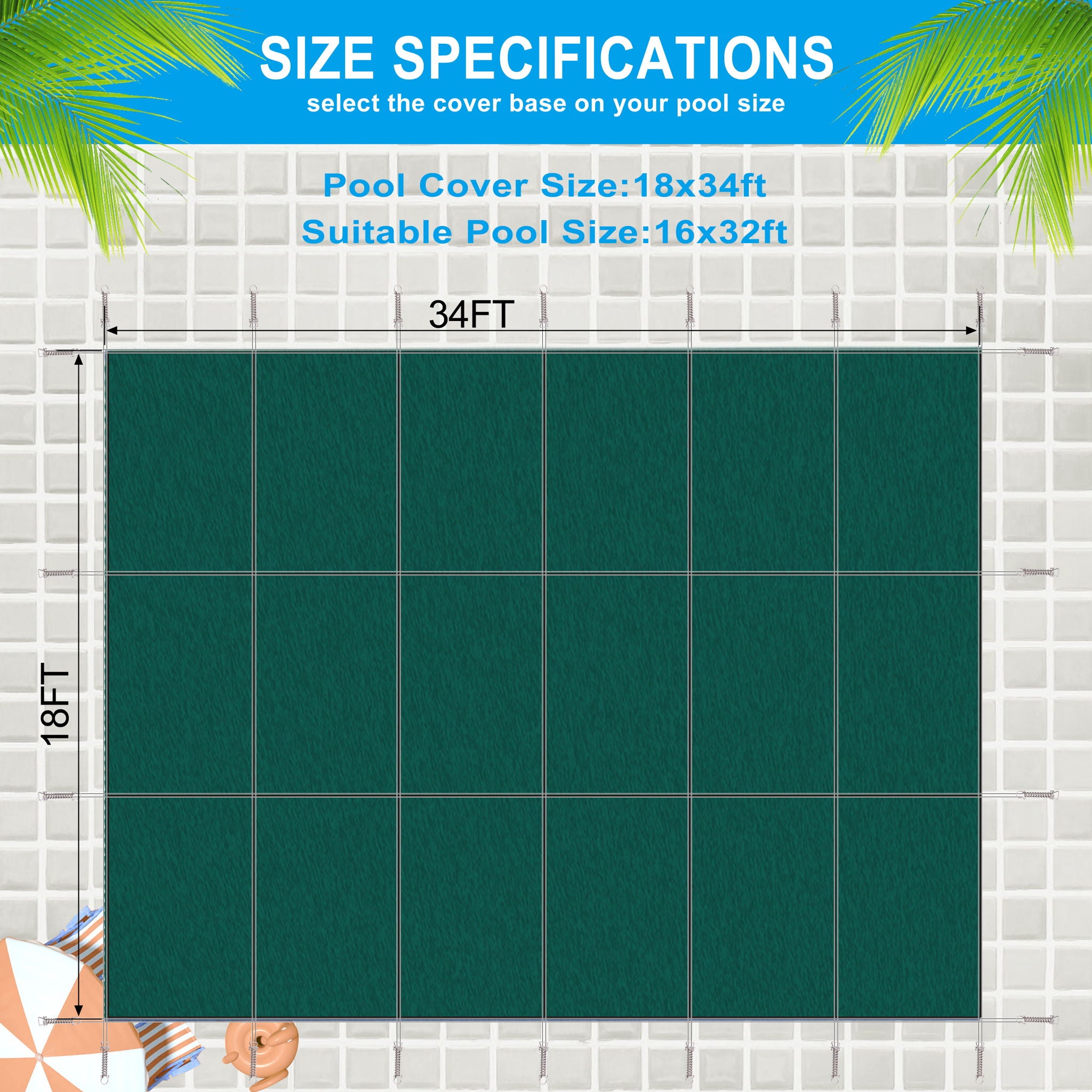 16 X 32 Ft Inground Pool Safety Cover, Rectangle