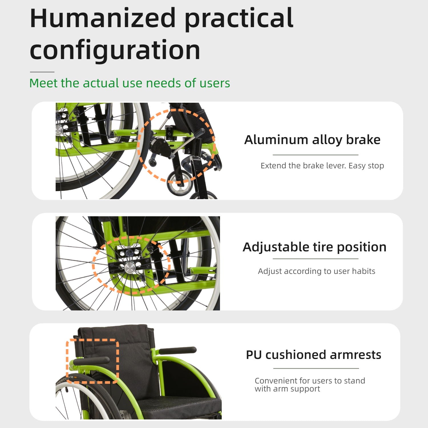 Premium Lightweight Foldable Sport Wheelchair All Body Sturdy & Comfortable 250Lbs Capacity Easy Folding 24" Sports Tires Perfect For Outdoor - Black / Green