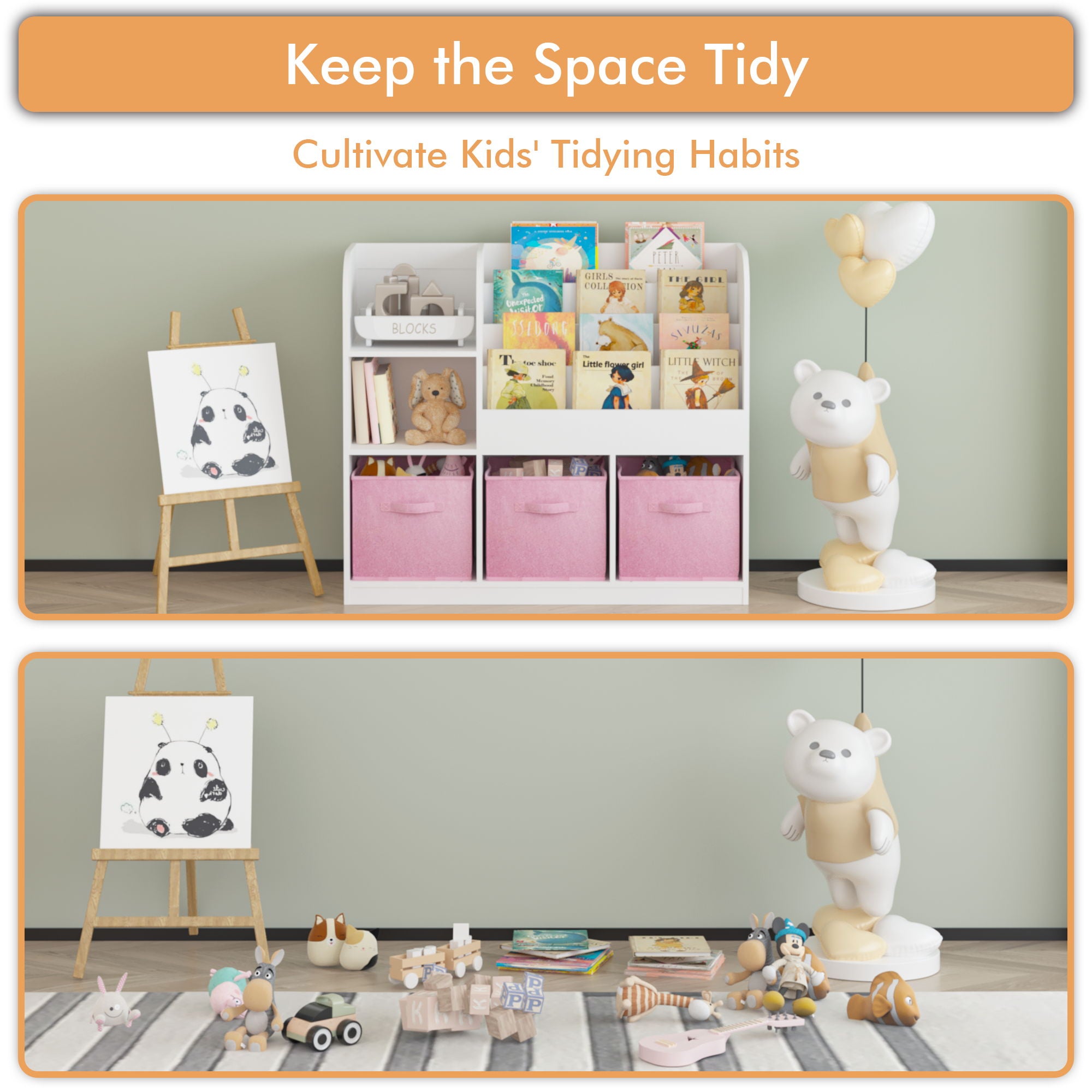 Bookcase And Bookshelf With 3 Collapsible Drawers, Multifunctional Display Stand