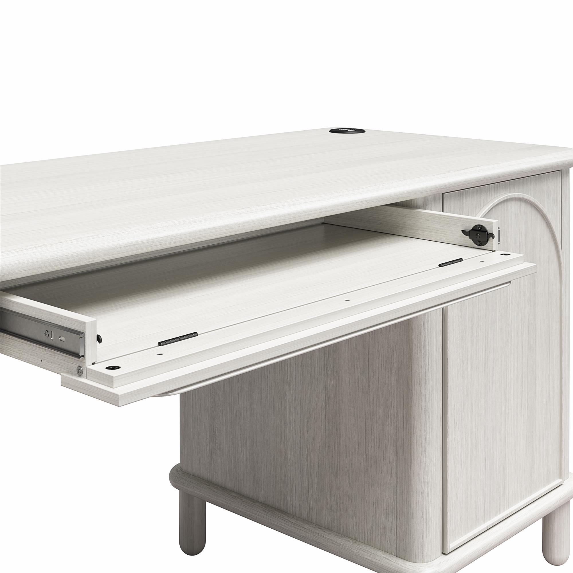 Selena - Double Pedestal Desk - Rustic White