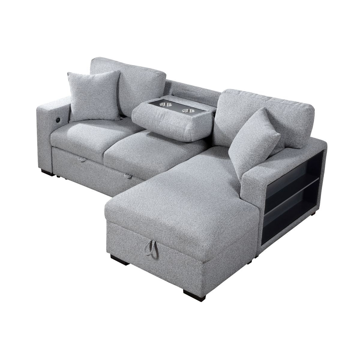 Pompano - Sectional With Chaise, Pull-Out Bed And Hidden Storage, Charging Ports