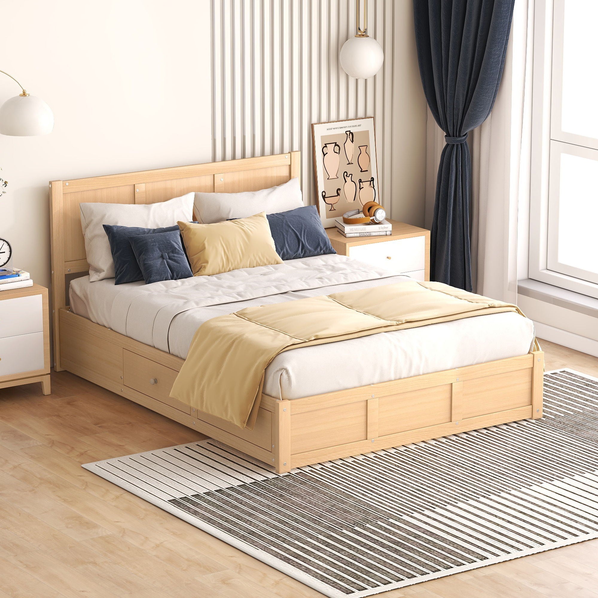 Platform Bed With Underneath Storage And 2 Drawers