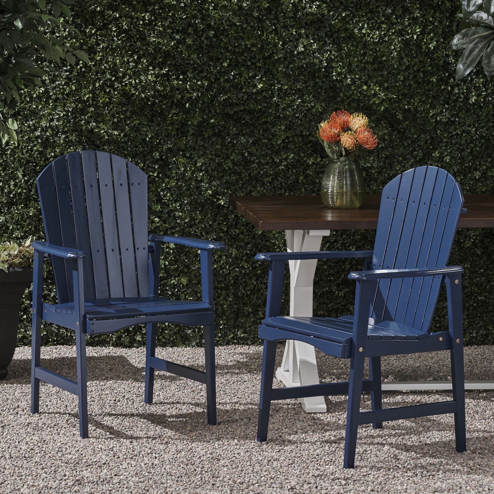 Outdoor Weather Resistant Acacia Wood Adirondack Dining Chairs (Set of 2)