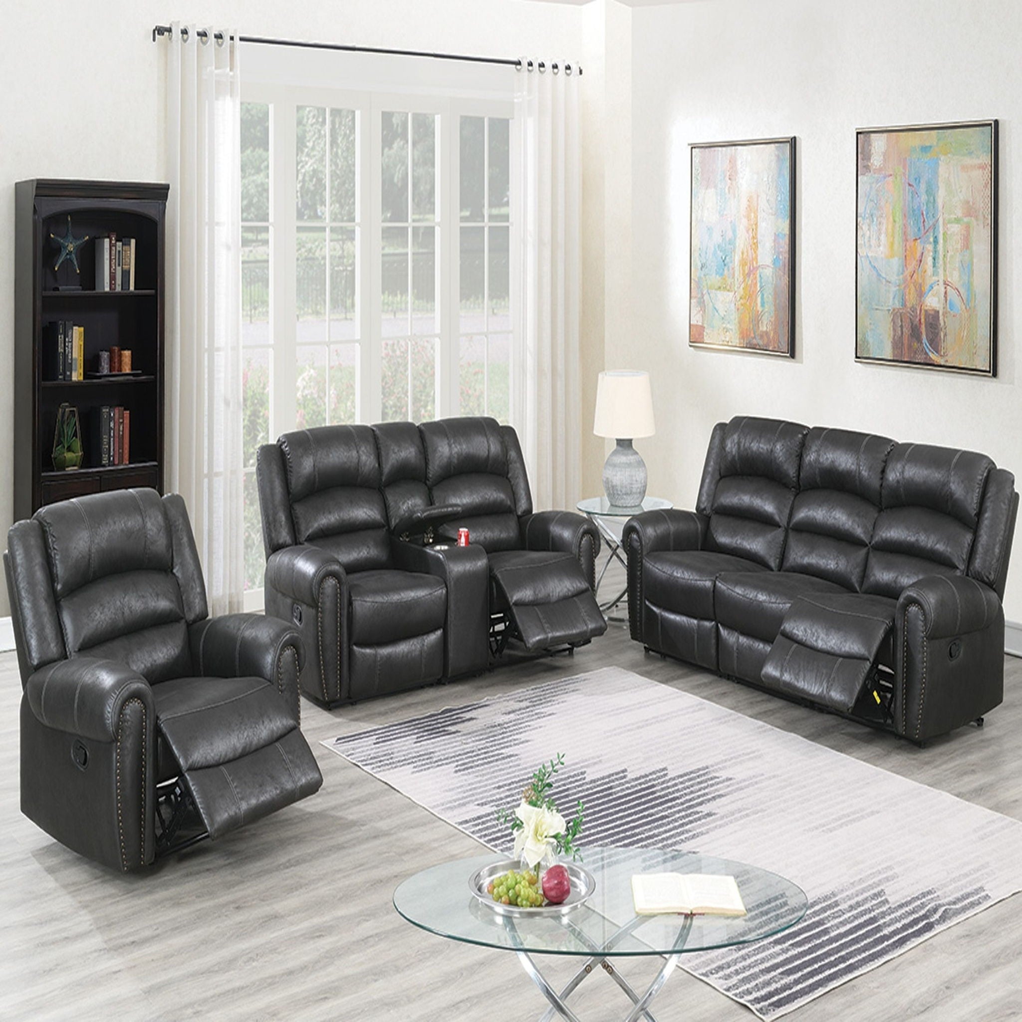 Power Reclining Sofa With Built In USB Port - Black