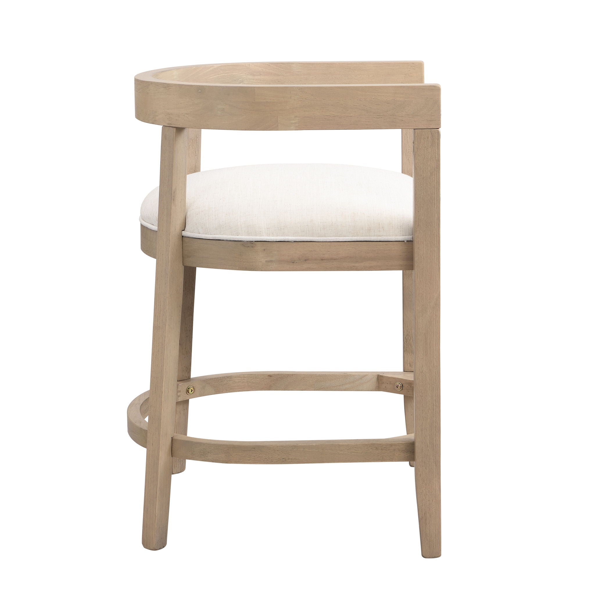 Modern Rubberwood Counter Stool Set With Upholstered Seats