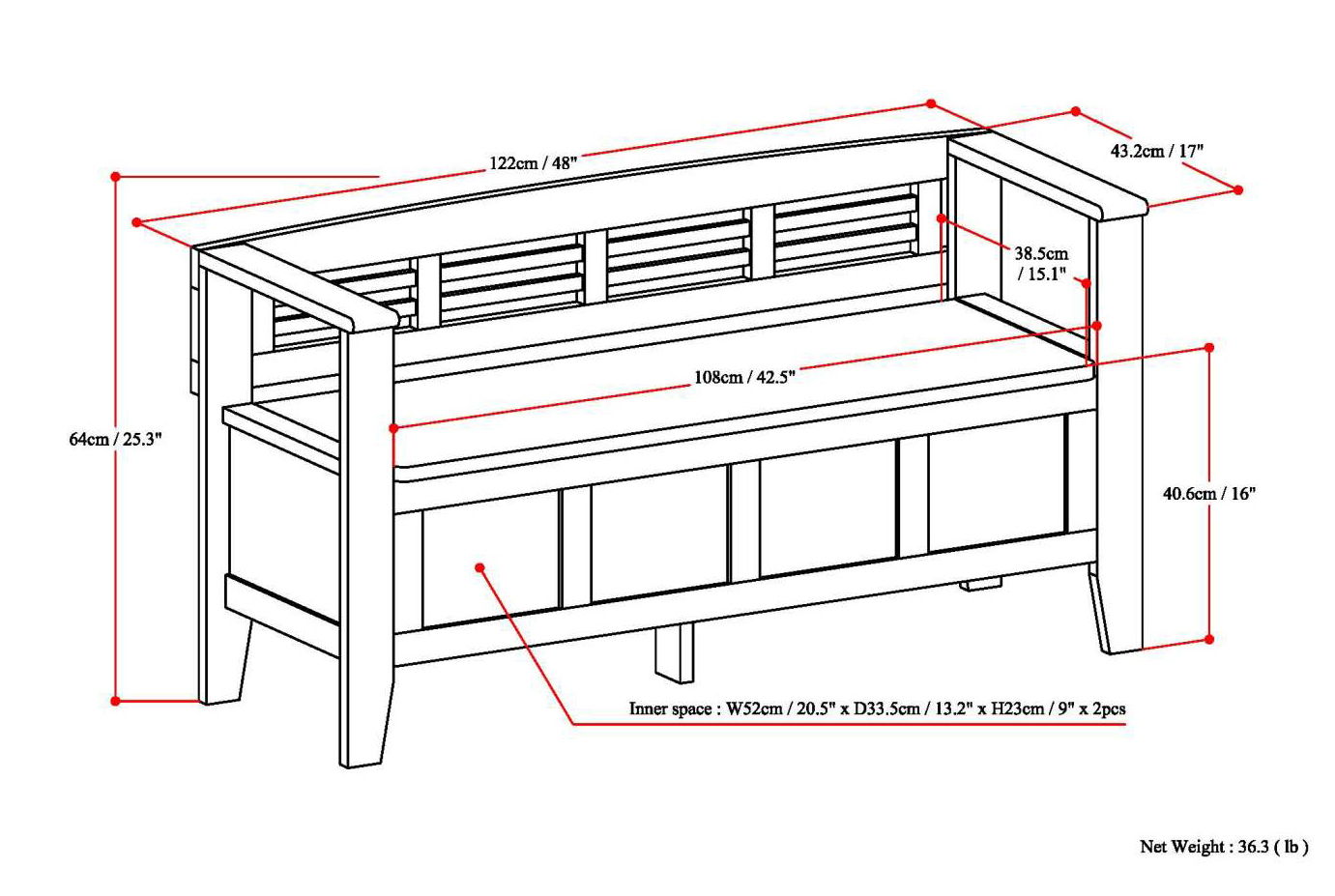 Adams - Entryway Storage Bench Handcrafted