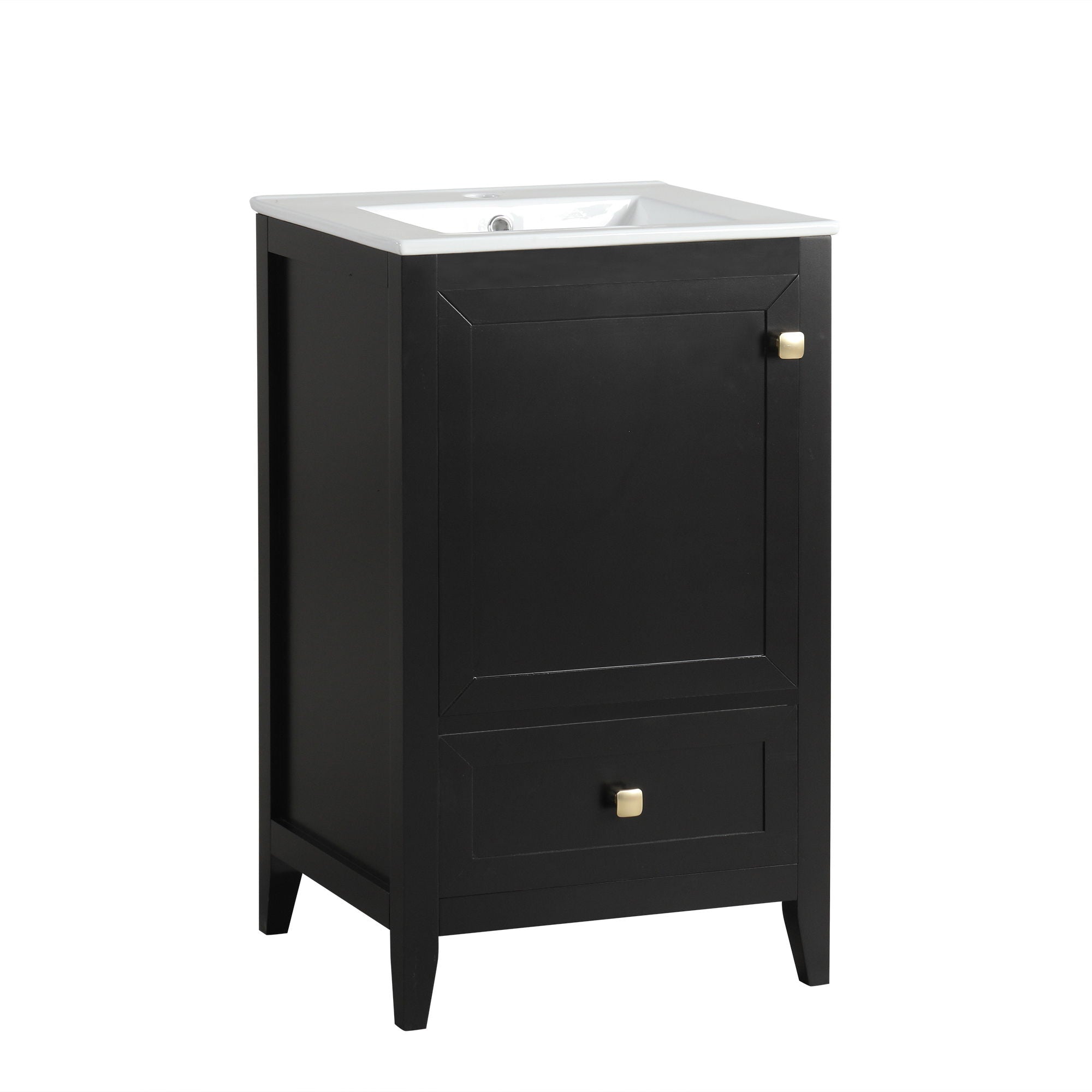 20" Bathroom Vanity With Sink Cabinet With Soft Closing Door, Drawer & Storage Rack - Black