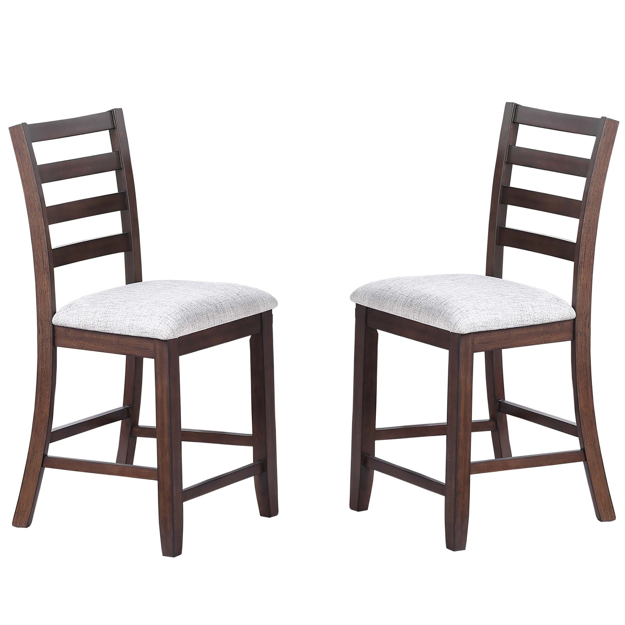6 Piece Counter Height Dining Set Table With Storage Ladder Back Chairs And Bench - Walnut
