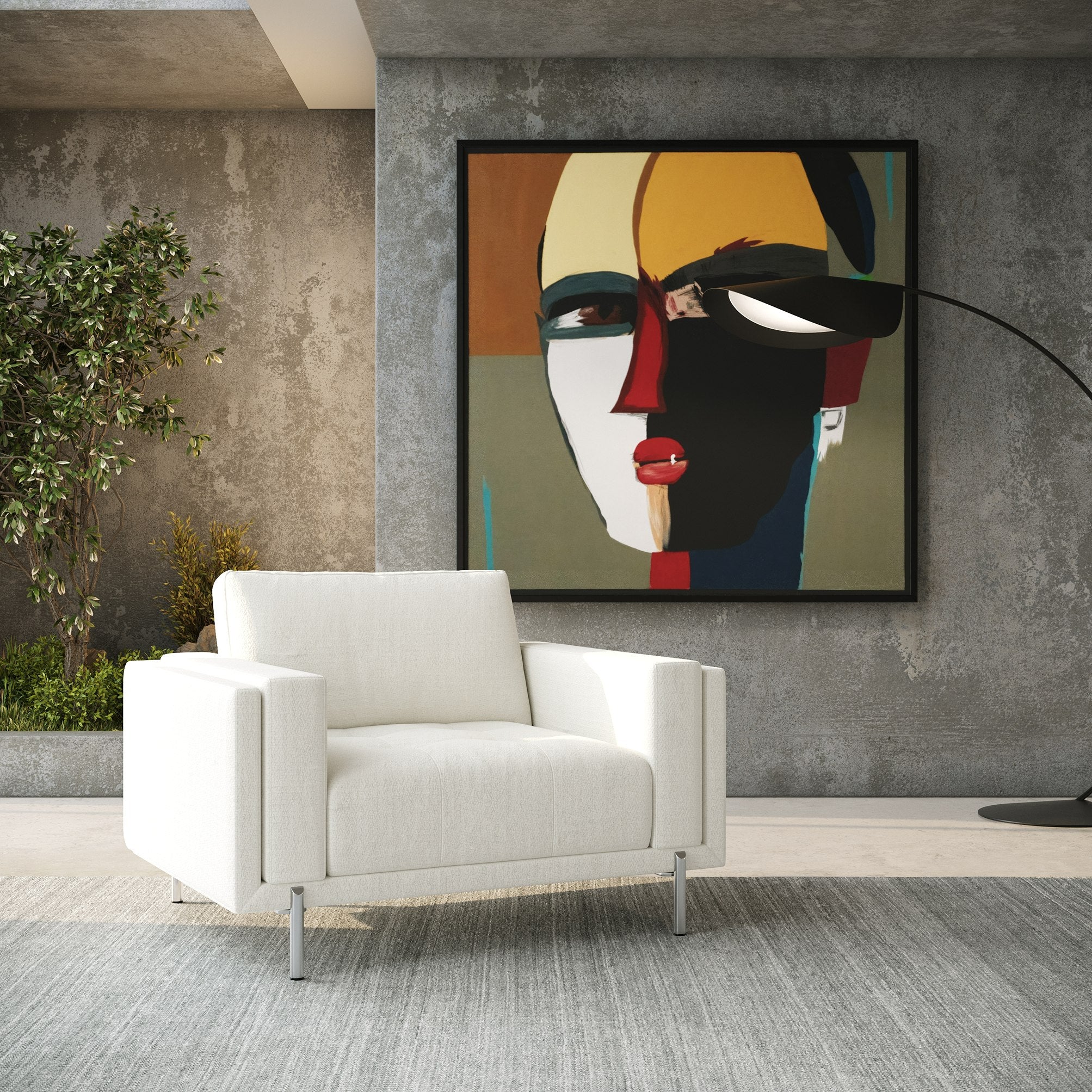 Divani Casa Schmidt - Modern Off White Fabric Sofa + 2 Chairs