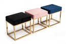 Modrest Downey Modern Pink Velvet & Gold Stool Ottoman