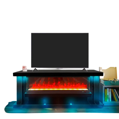 A88 TV STAND W/FIREPLACE 71"L (BLACK)