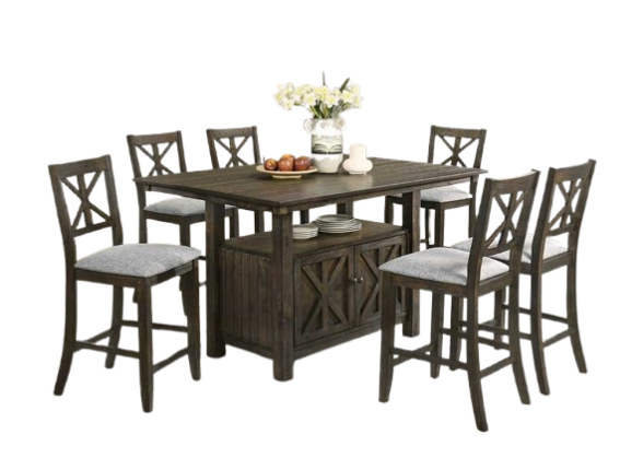 D380 - Counter Height Table & 6 Chairs Set