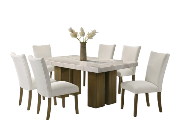 Capri10 - (GENUINE MARBLE) Table & 6-Chairs