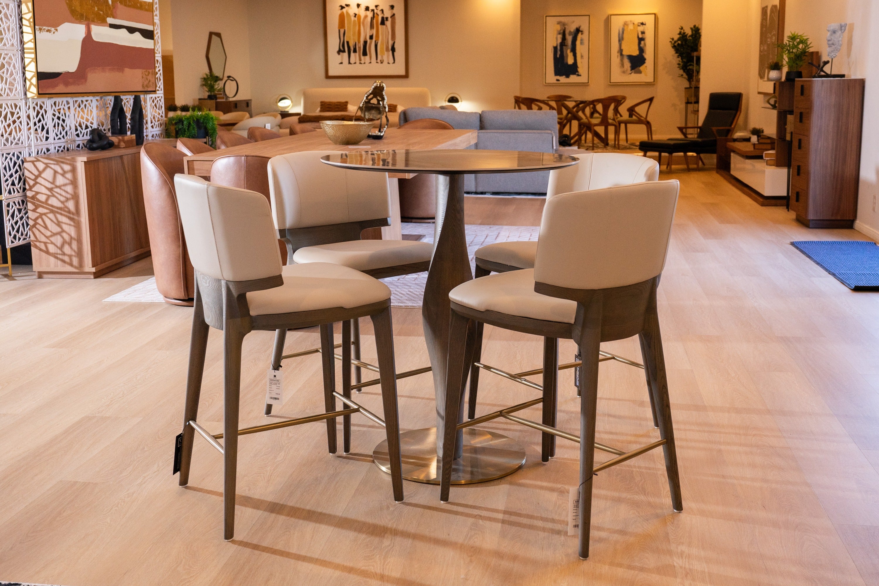 Modrest Calvary - Mid-Century Modern Ceramic + Grey Ash Bar Table