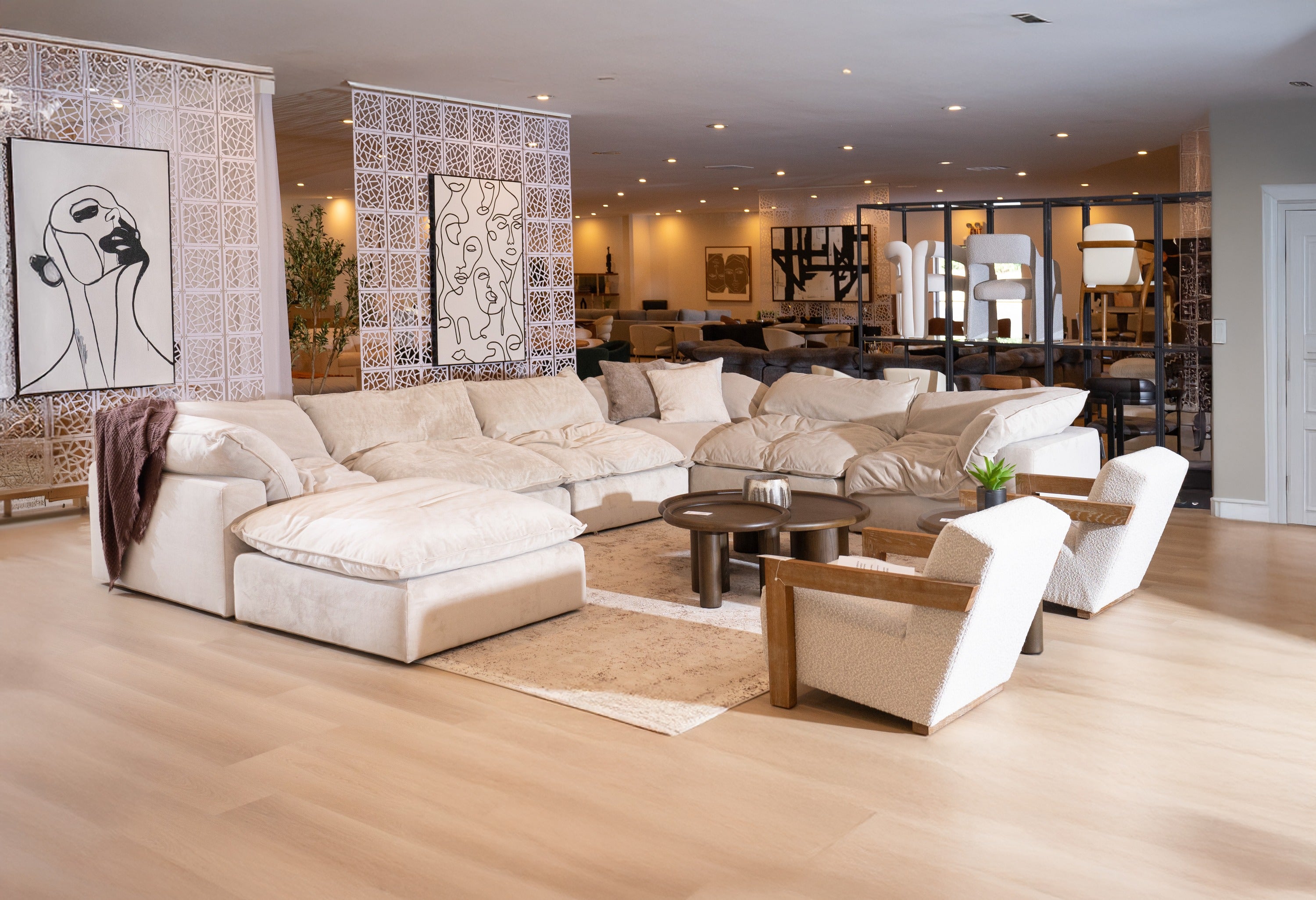 Divani Casa Garman - Modern Light Grey U Shaped Sectional Sofa