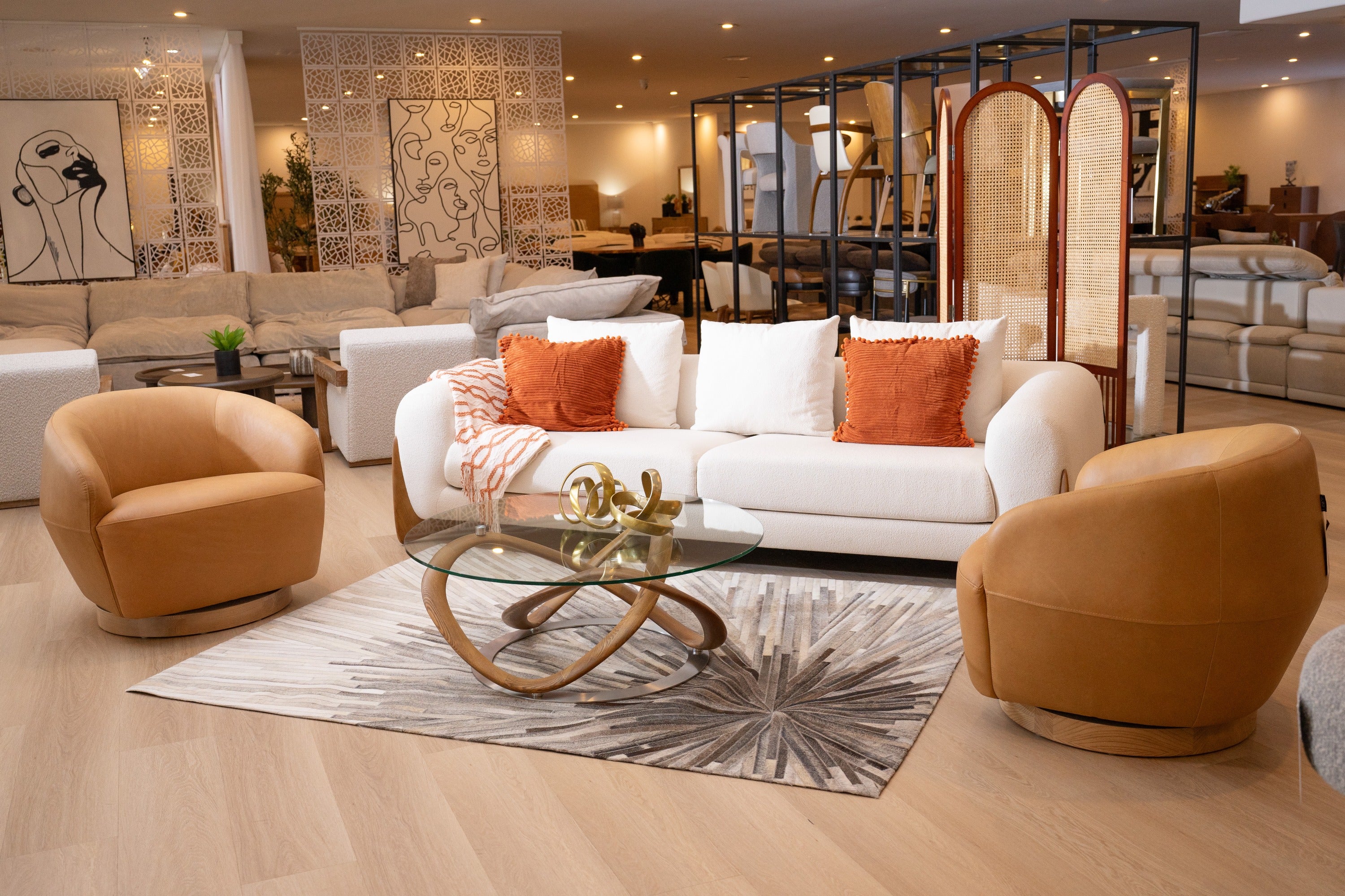 Modrest Michele - Modern Glass + Walnut Coffee Table