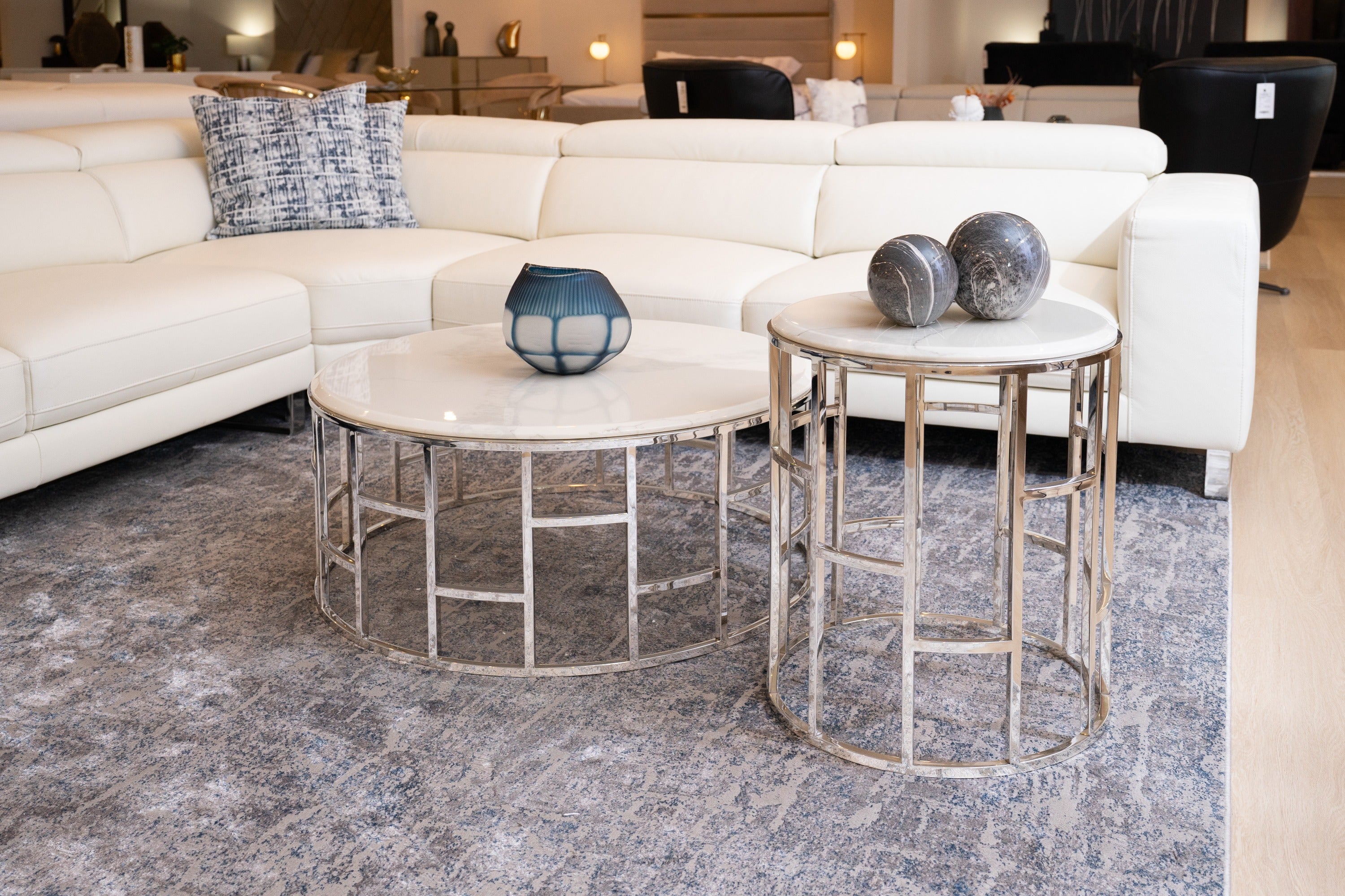 Modrest Silvan Modern Marble & Stainless Steel Coffee Table