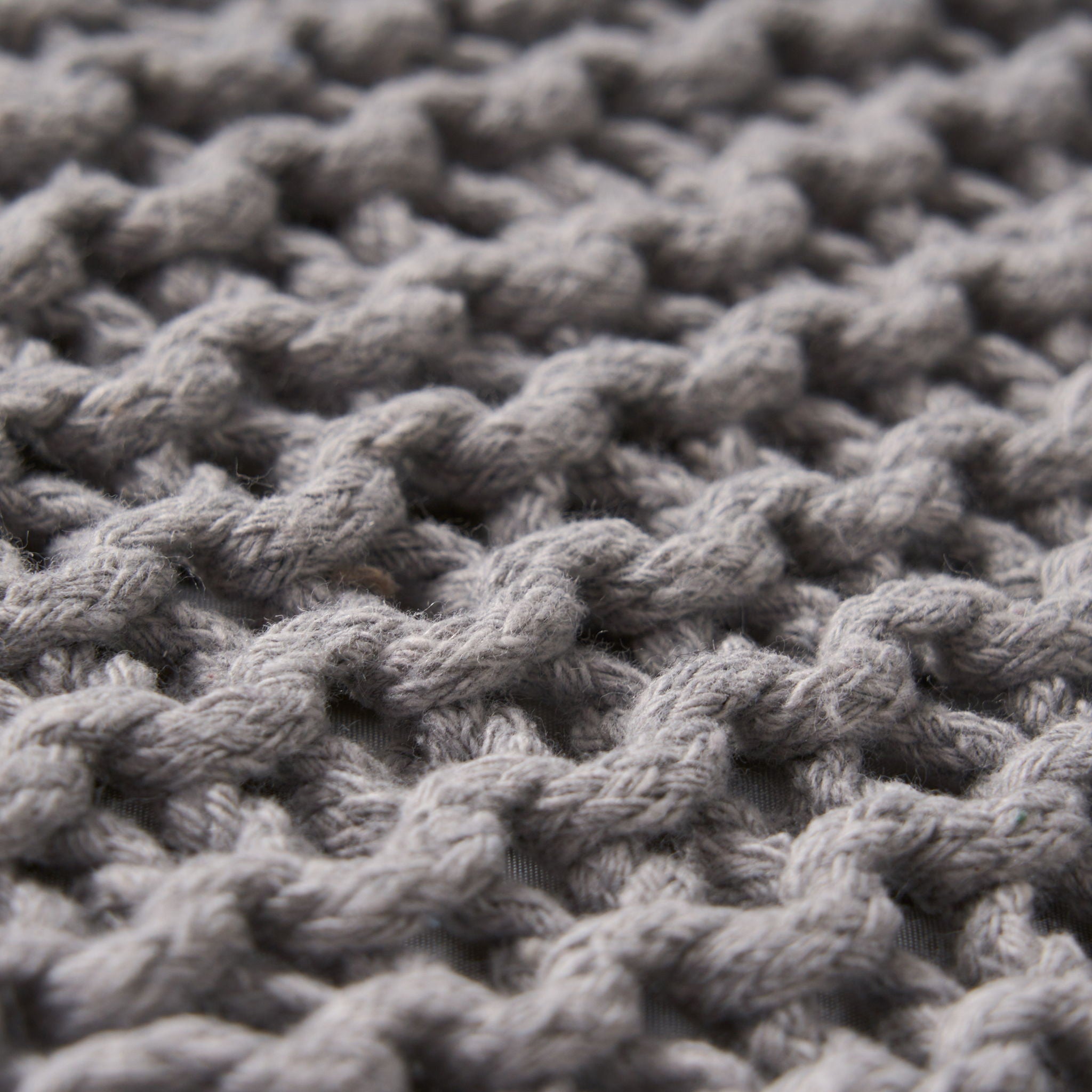 Chabani - Indoor Modern Knitted Fabric Cube Pouf Ottoman - Light Gray