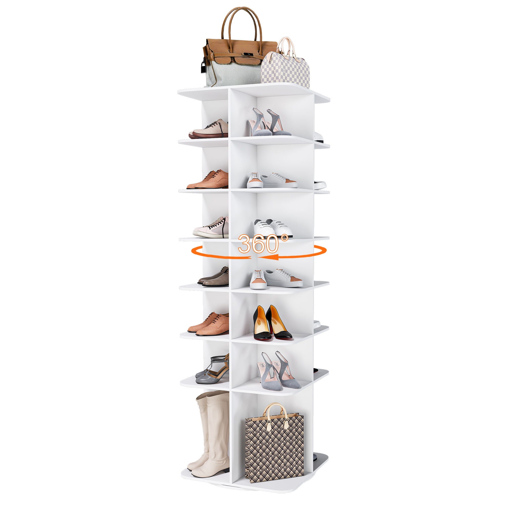 Spinning Shoe Rack, Free Standing 360° Revolving Shoe Organizer