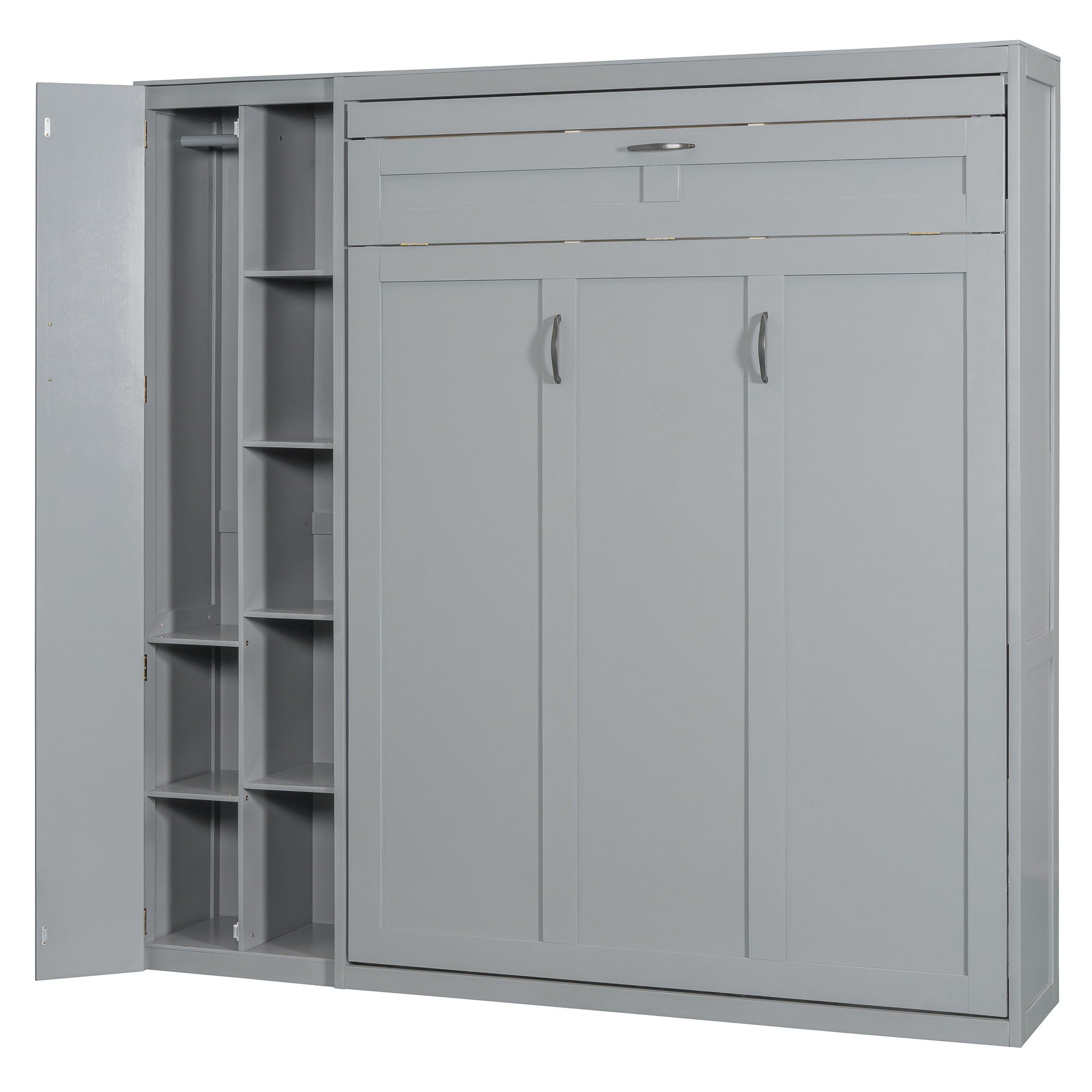 Murphy Wall Bed With Shelves, Wardrobe And LED Lights