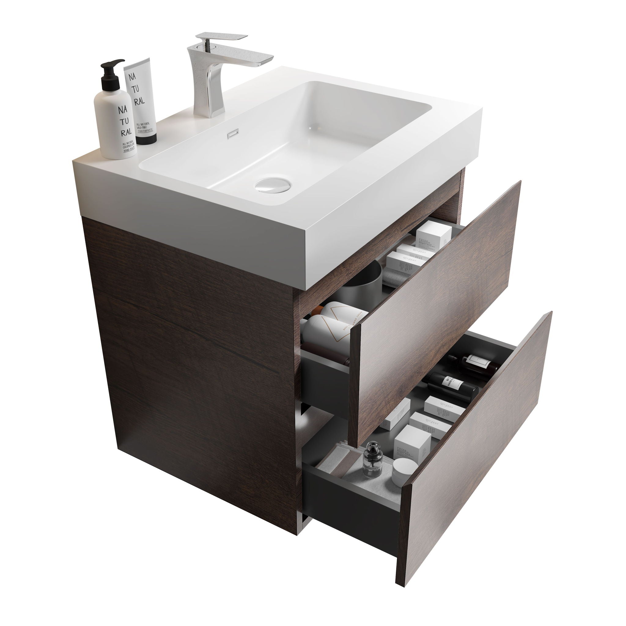 Alice - Bathroom Vanity Wall Mounted With Sink, Large Storage