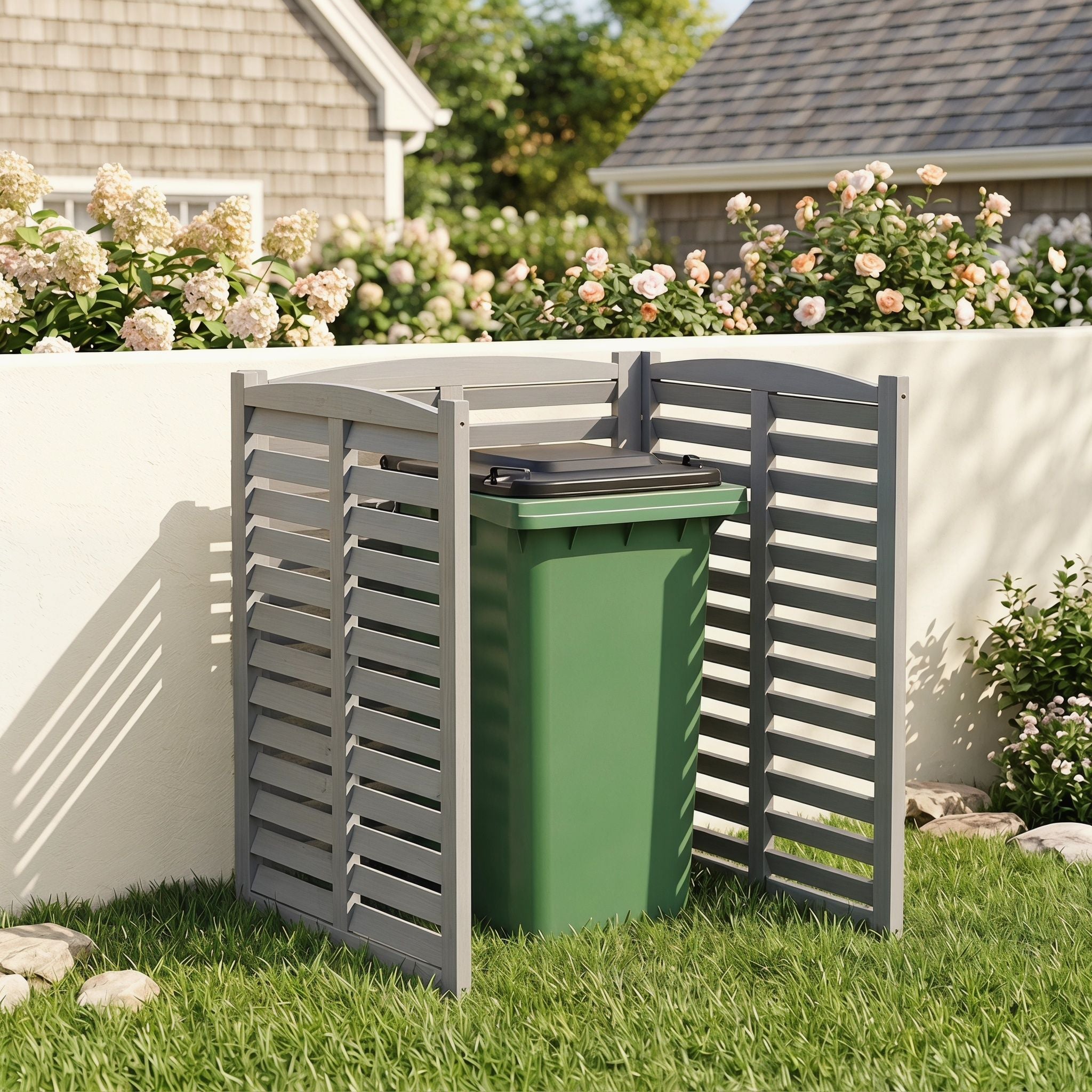 3 Panel Outdoor Wooden Air Conditioner Fence