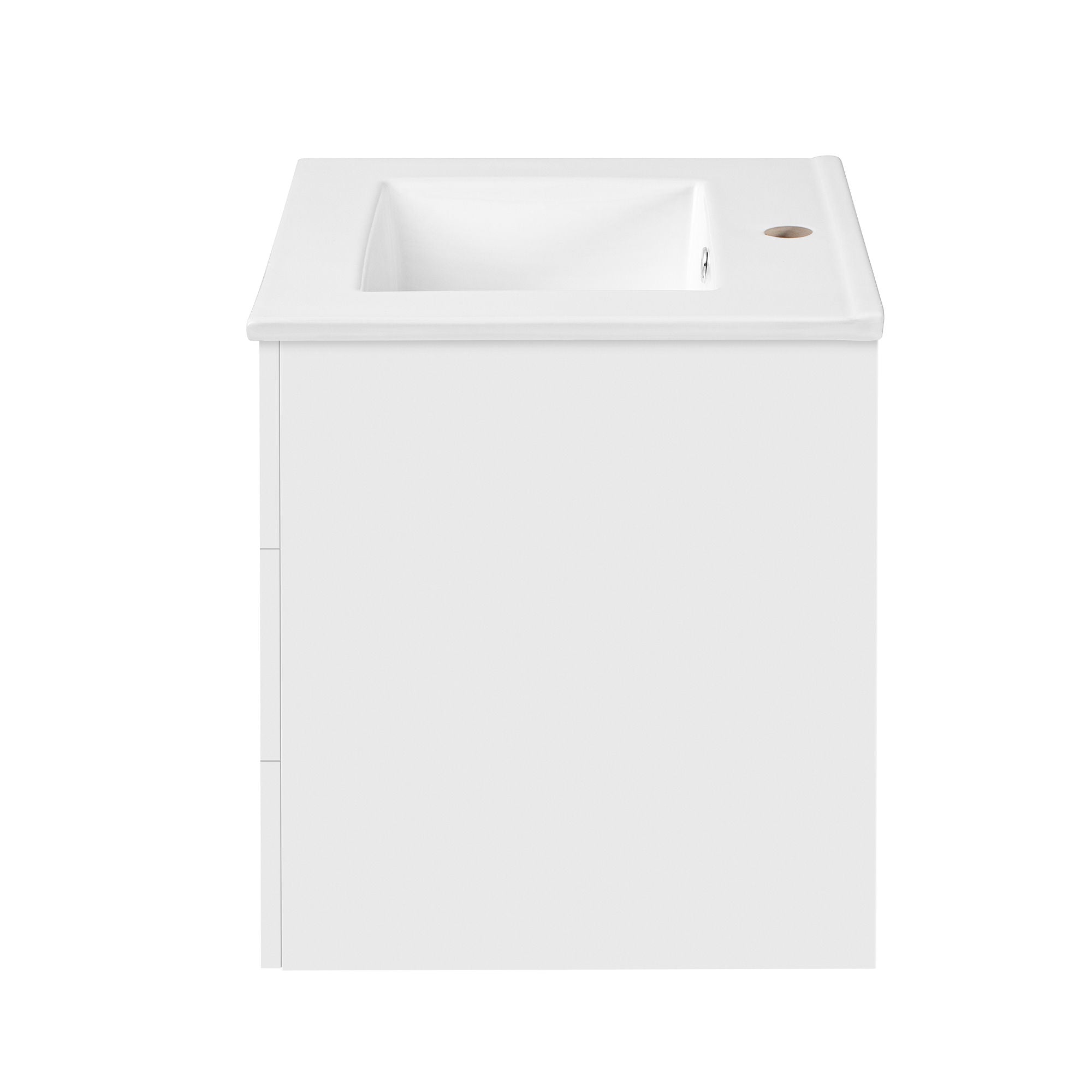 Wall Mounted Floating Cabinet With Double Drawer, Rectangular Sink