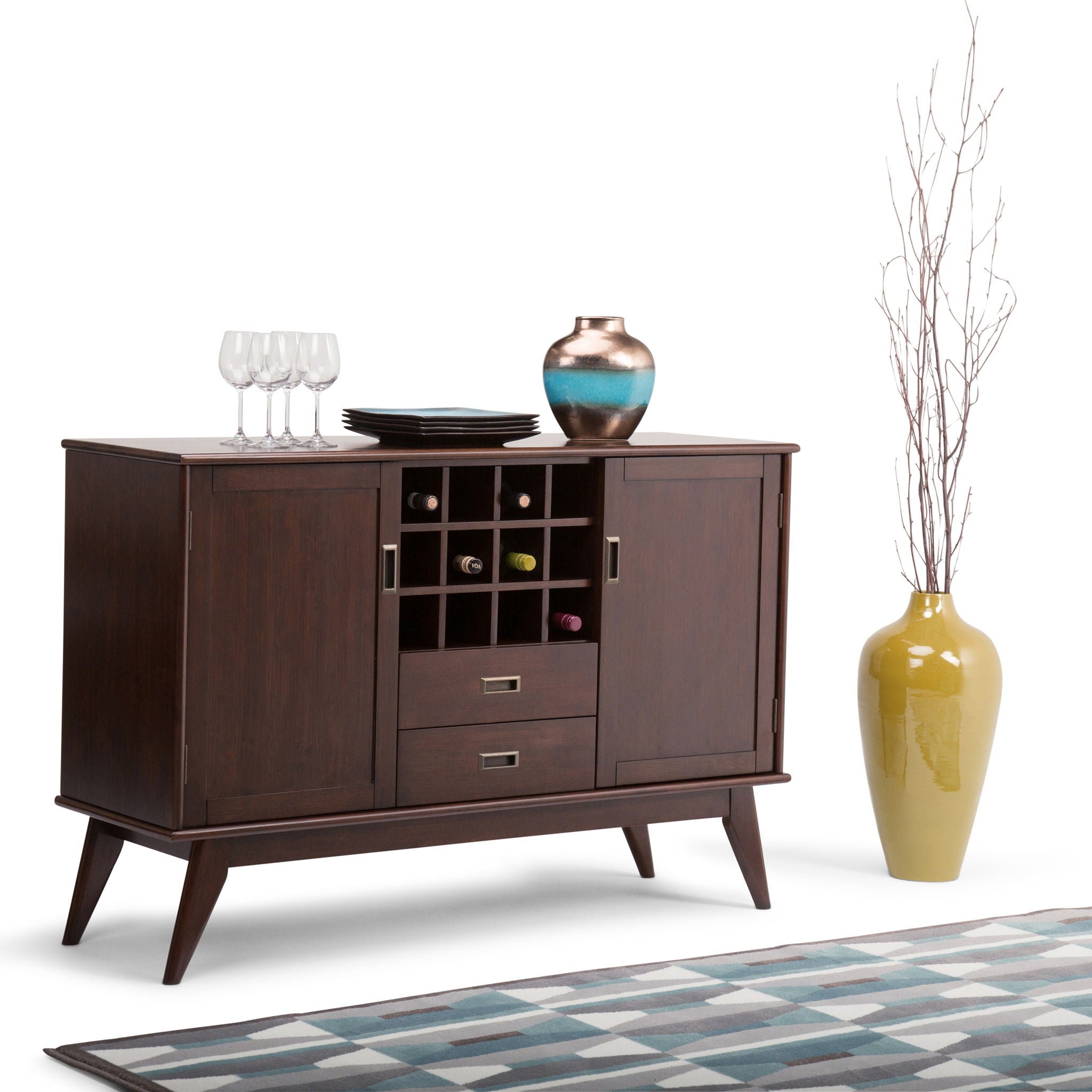 Draper - Sideboard Buffet And Wine Rack - Medium Auburn Brown