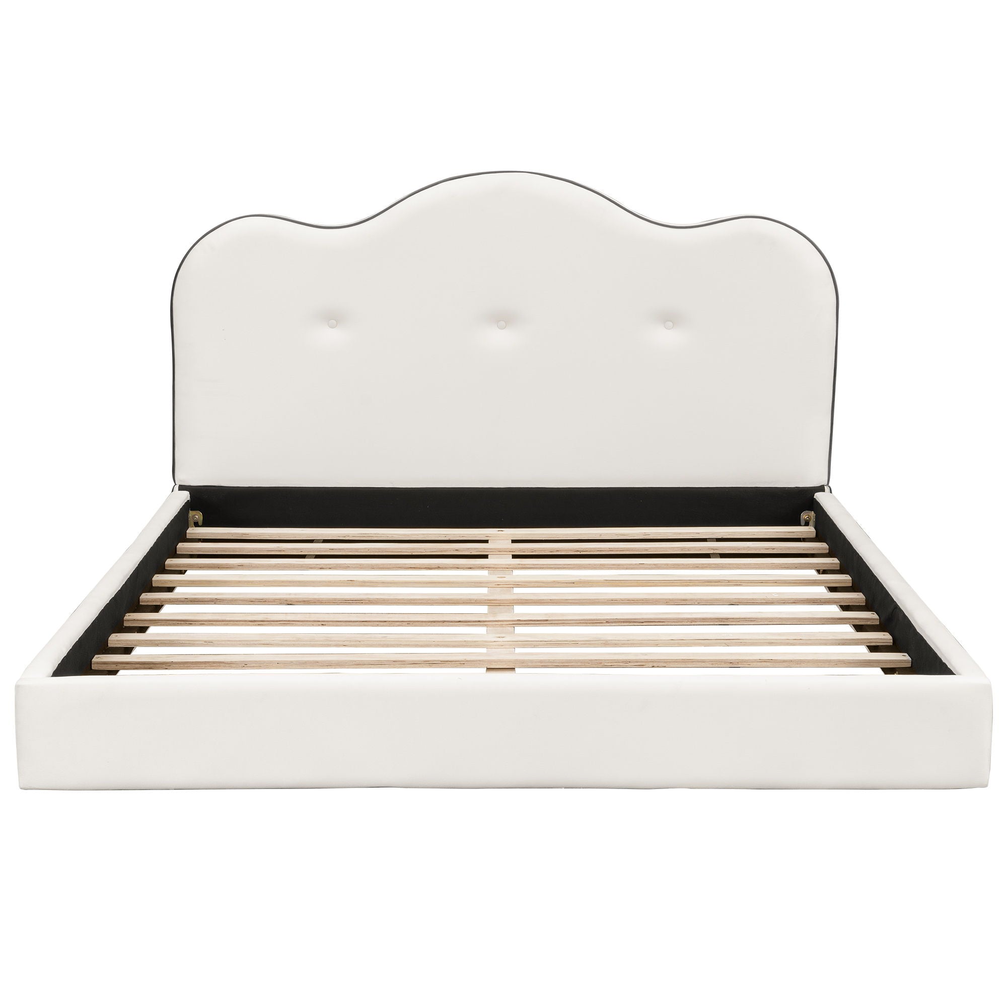 Upholstered Platform Bed With Sturdy Frame And Headboard