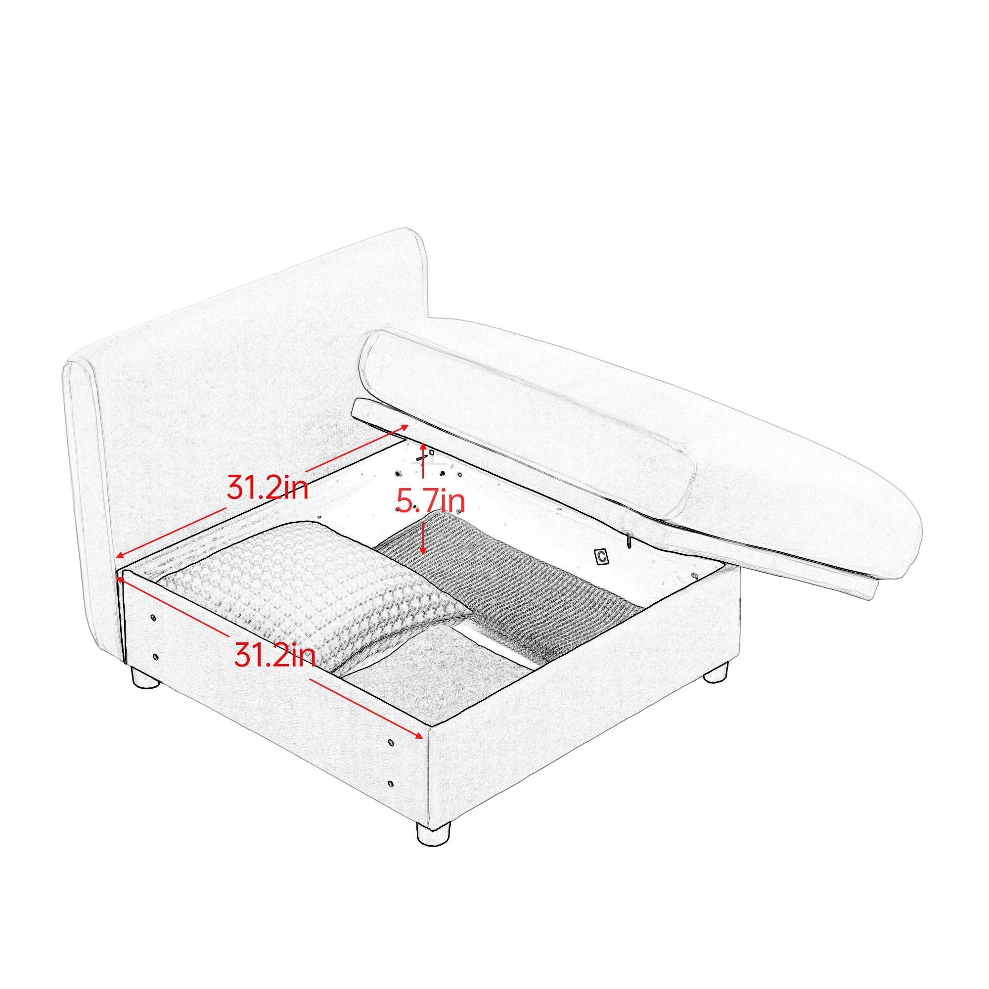 Modern Modular Sectional Sofa With Storag, Contemporary Cylindrical Design
