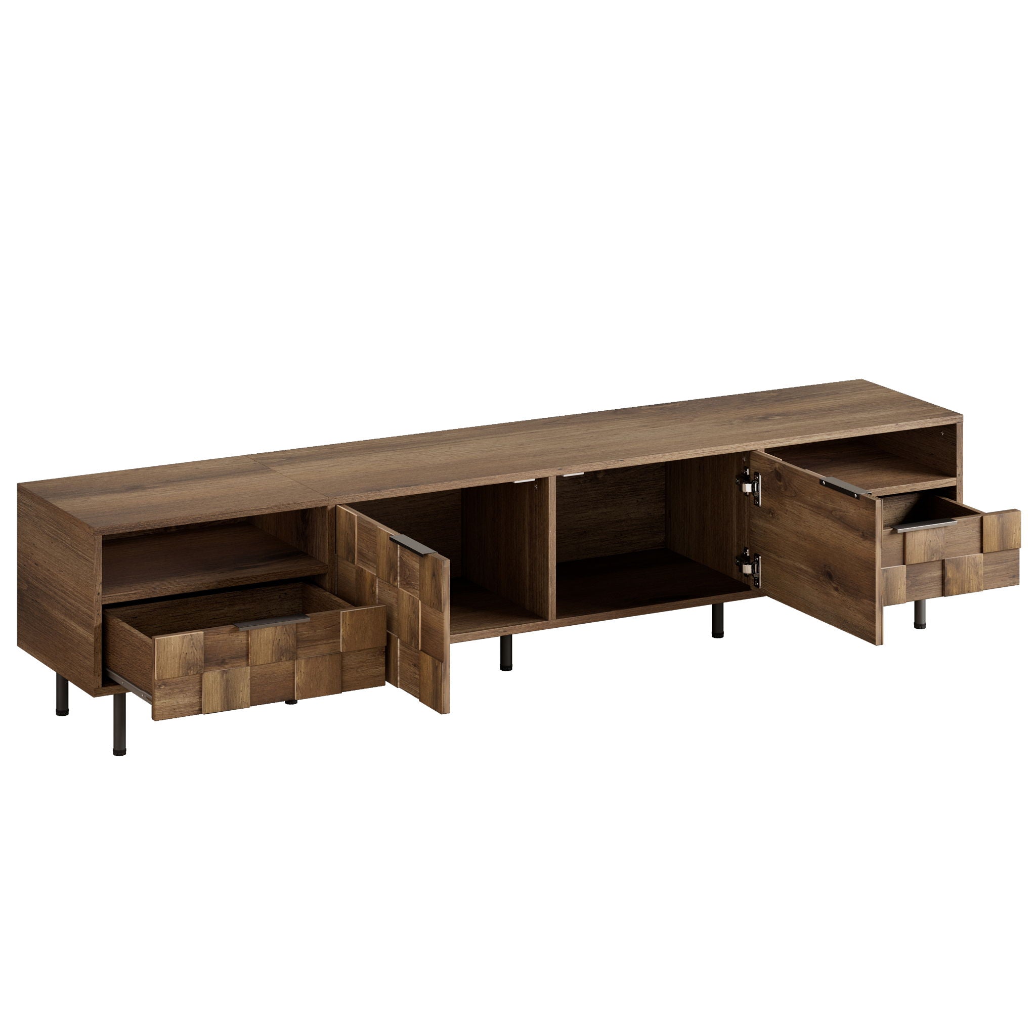 TV Stand With 2 Drawers, Media Console Table For TVs Up To 85'' - Natural
