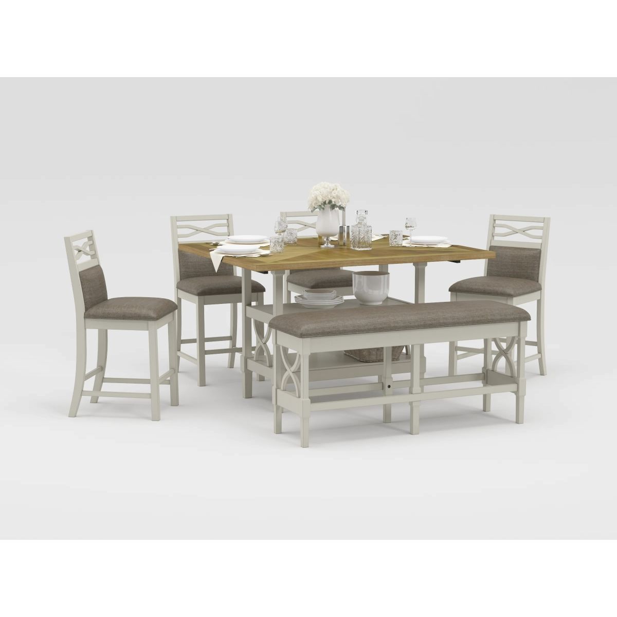 Maribelle - Counter Height Table - Gray / Light Brown