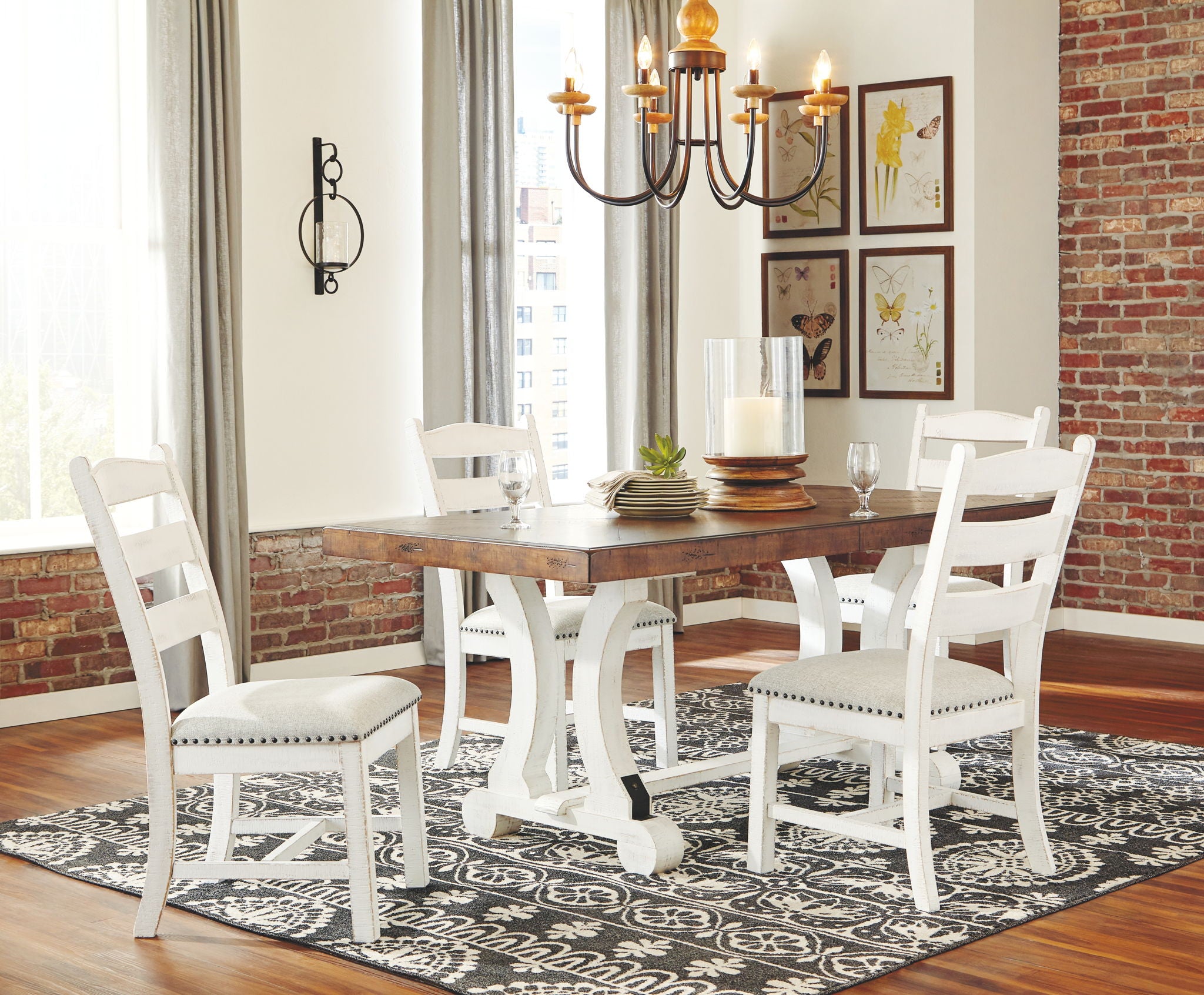 Valebeck - Rectangular Dining Room Table - White / Brown