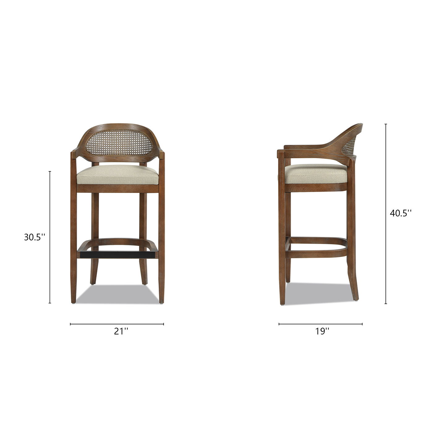 Americana - Mid-Century Modern Cane Back Counter Stool