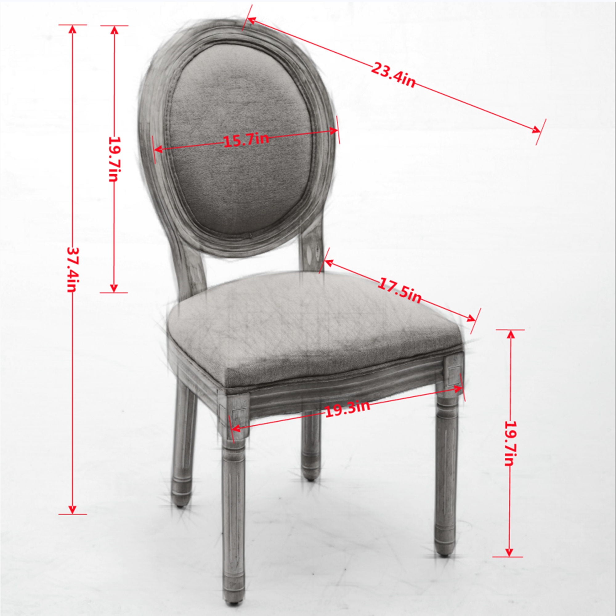 French Style Solid Wood Frame Antique Painting Fabric Back Dining Chair (Set of 2)