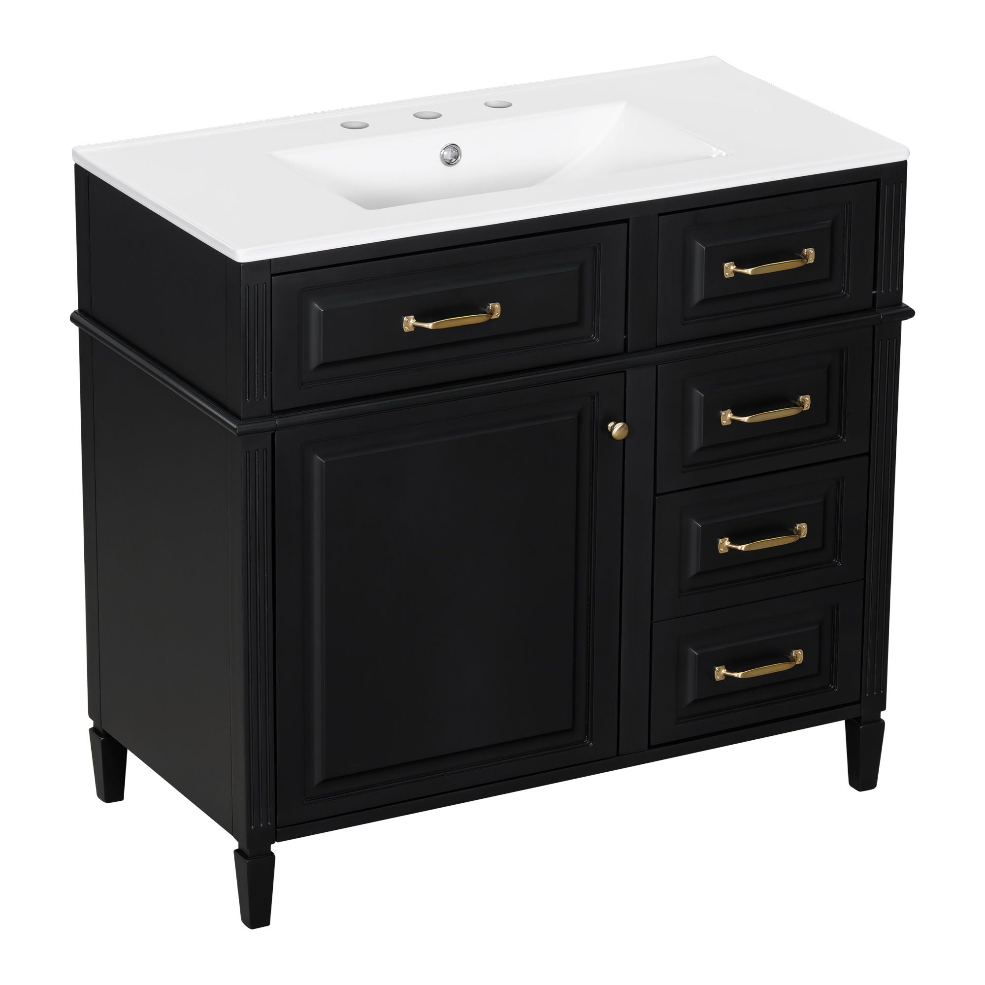 Modern Bathroom Vanity With Sink Top, Flip Drawer Design