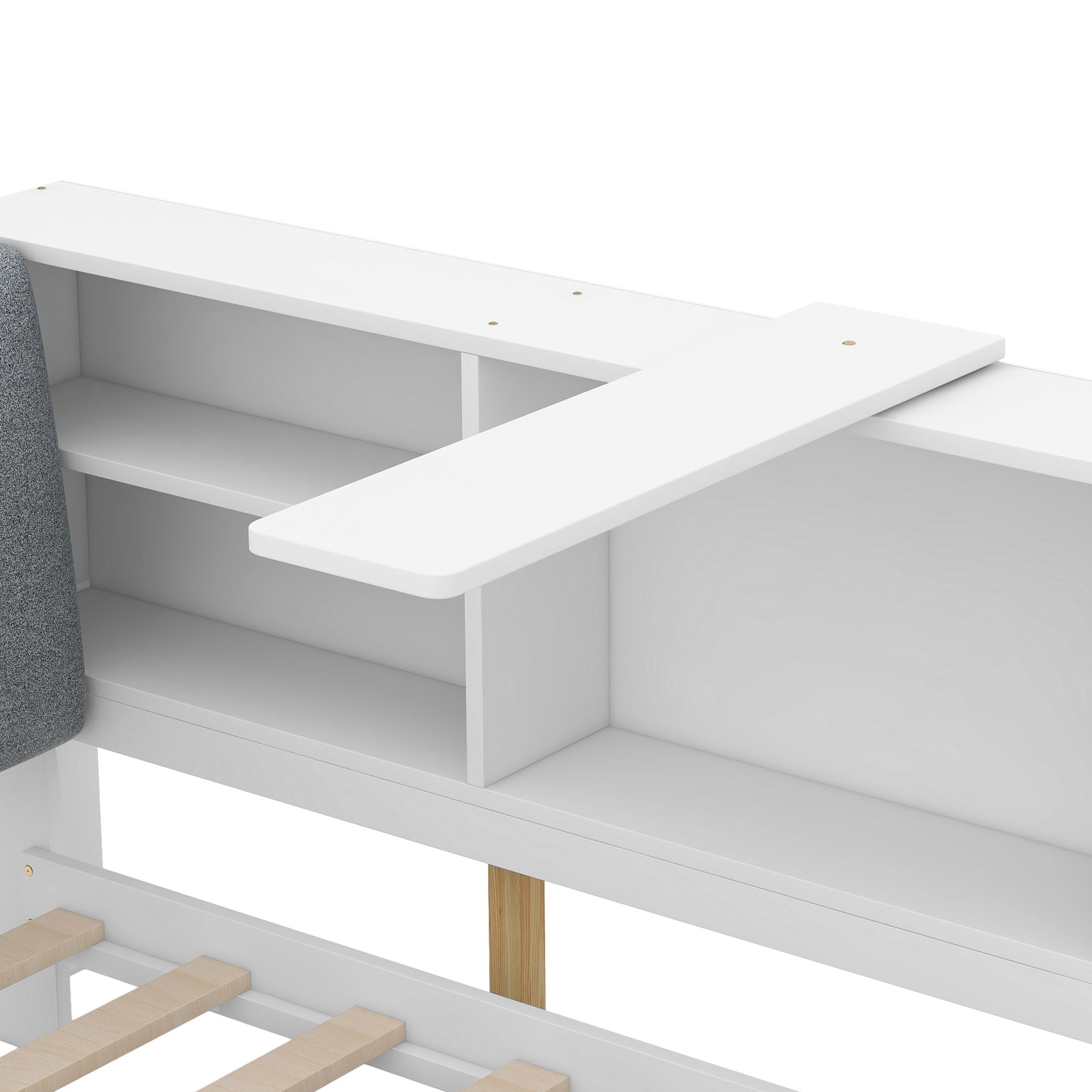 Platform Bed With Storage Headboard, Shelves And 2 Drawers