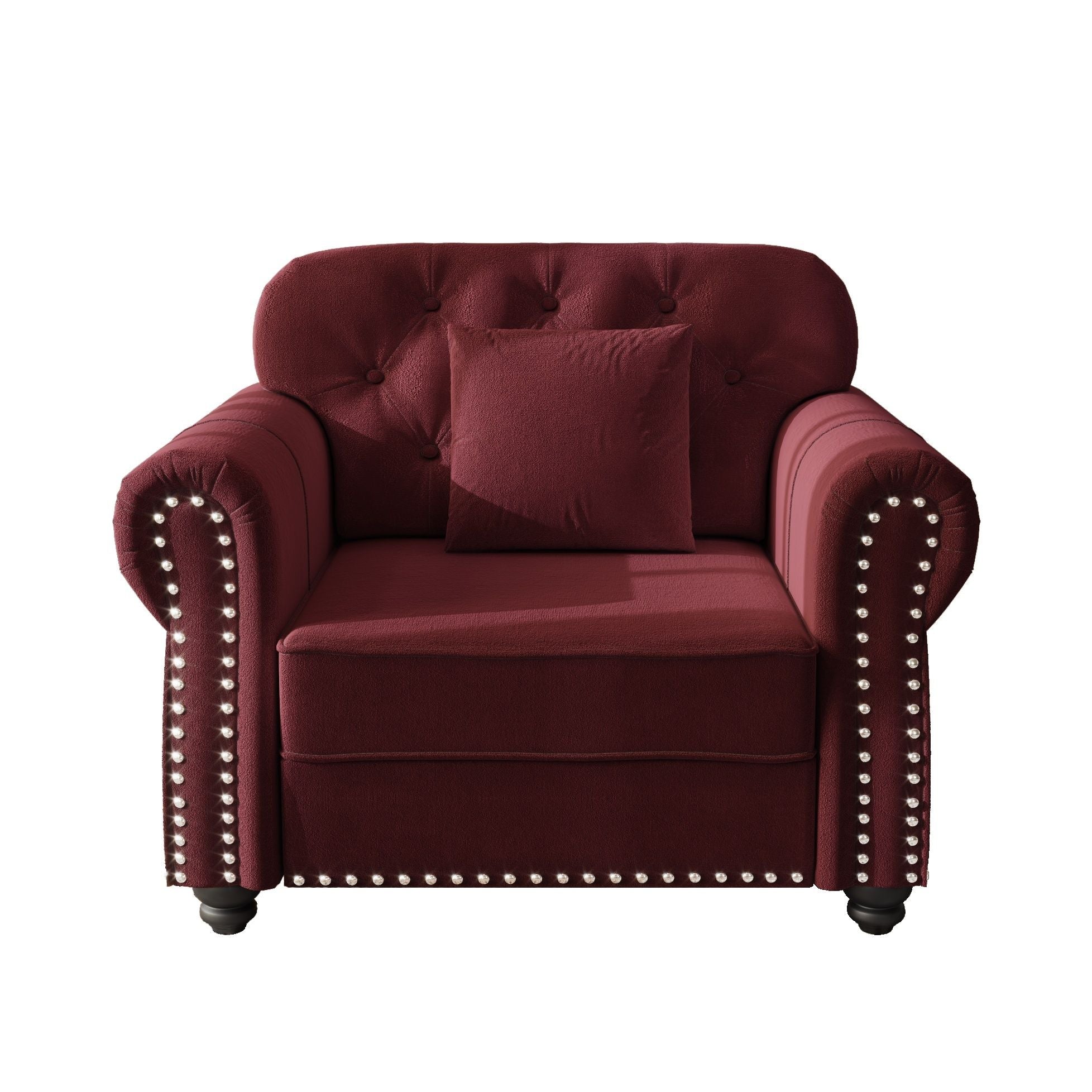Upholstered Sofa With Nailhead Trim And Rolled Armrests