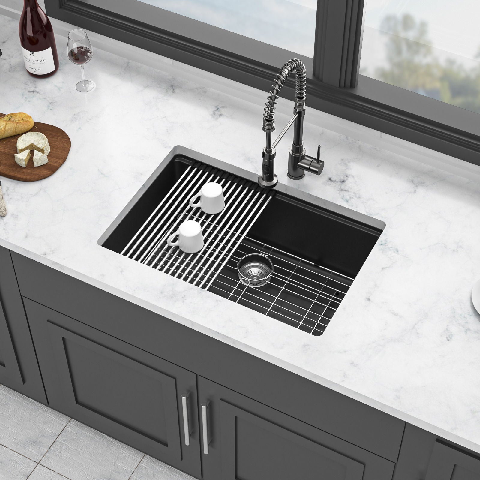 Quartz Kitchen Sink, Granite Composite Workstation Undermount